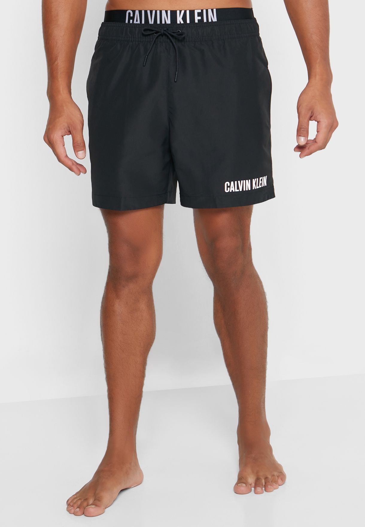 Buy Calvin Klein black Double Waistband Swim Shorts for Men in Muscat,  Salalah
