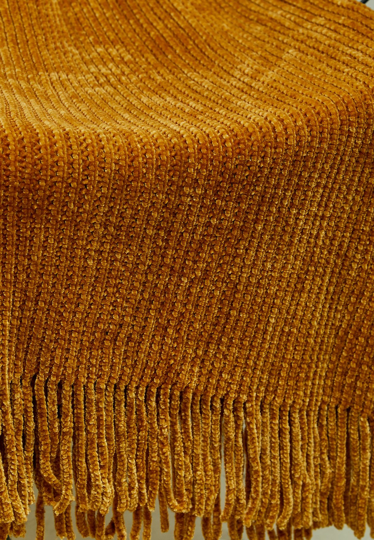 Brown Super Soft Chenille Tassel Blanket 170X130Cm