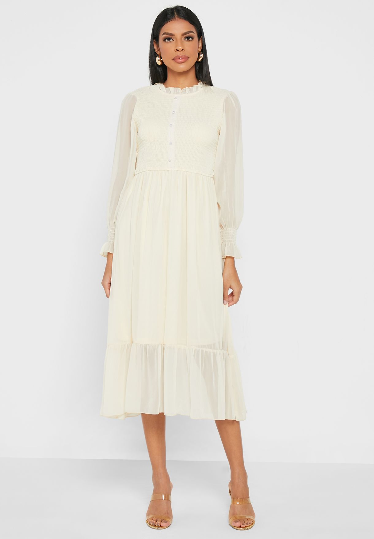 Buy Ella white Chiffon Dress for Women in Riyadh, Jeddah