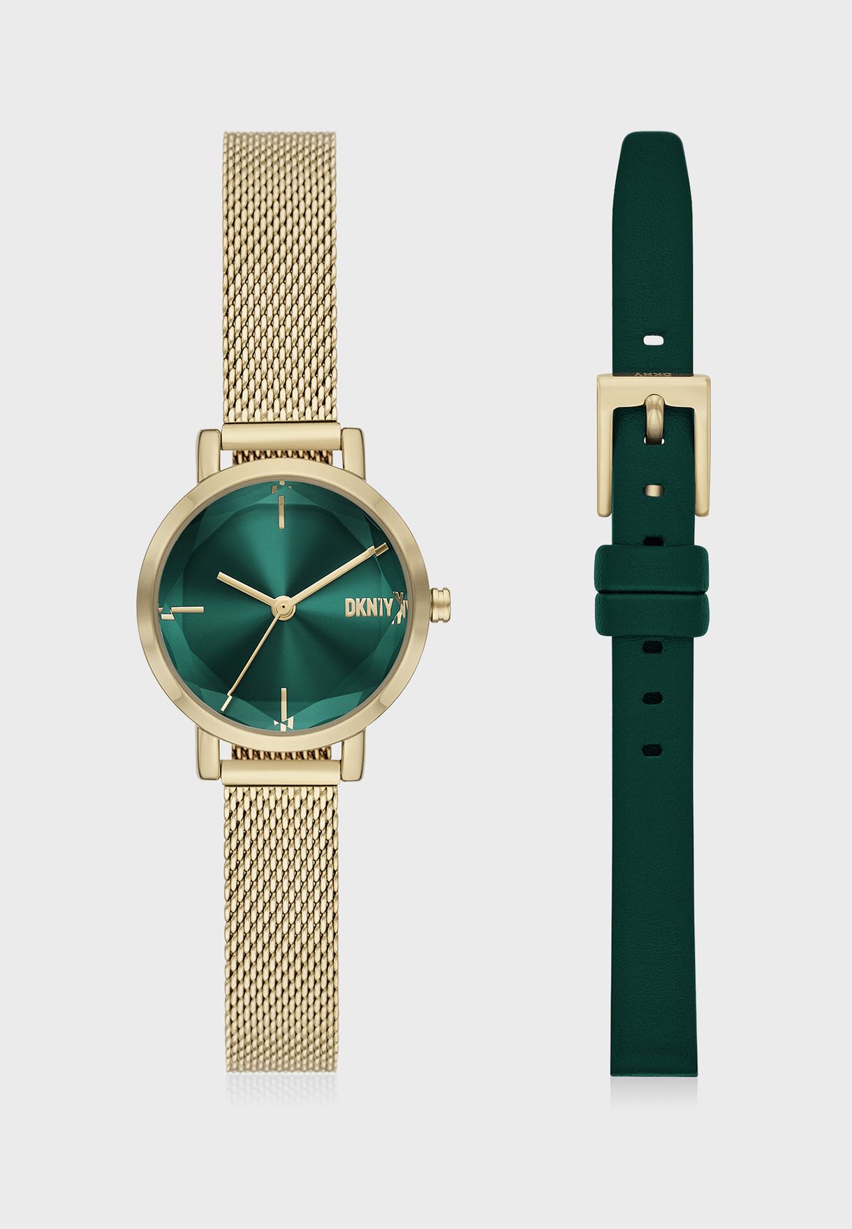 Soho Analog Watch & Emerald Tone Leather Strap Set