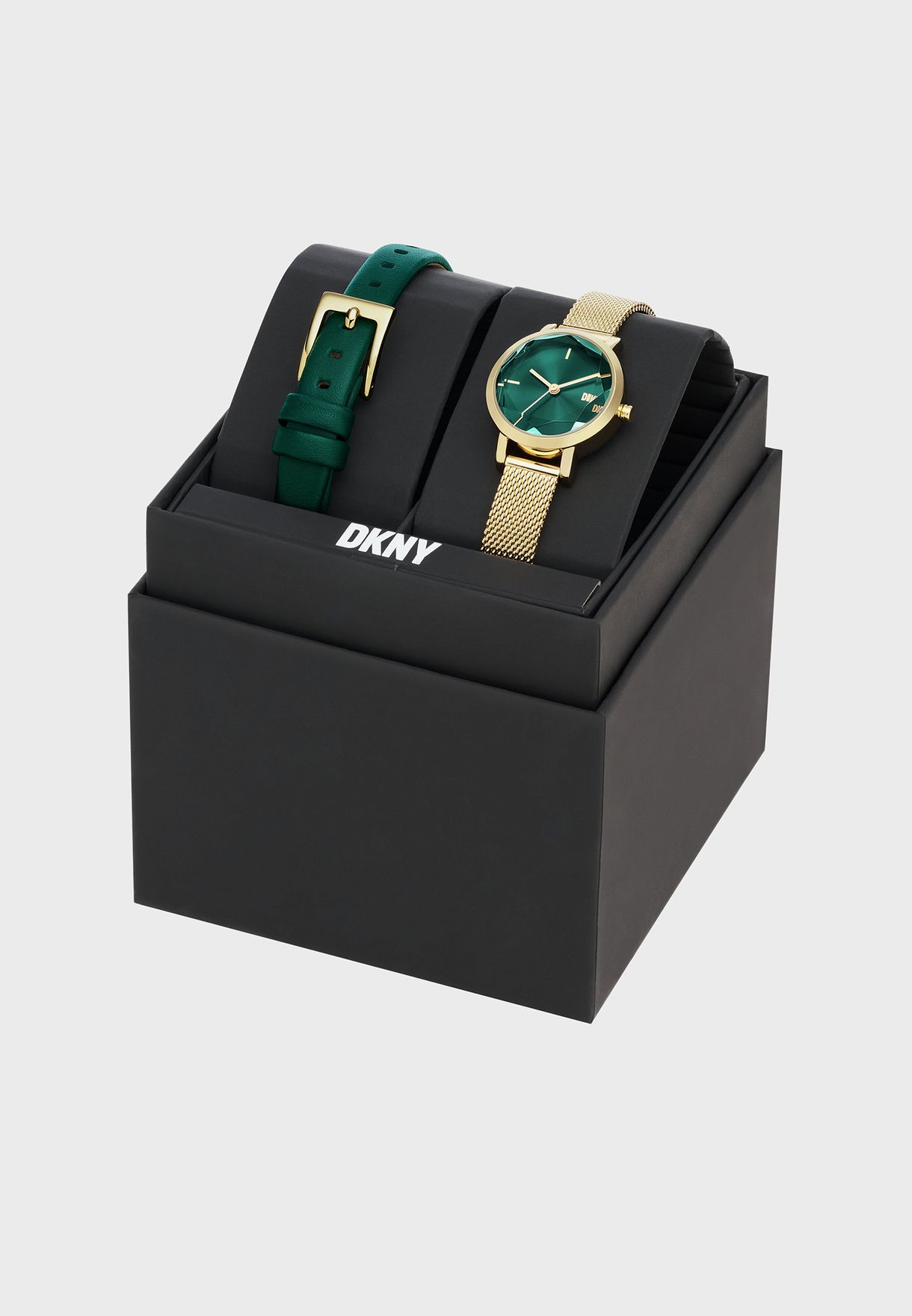 Soho Analog Watch & Emerald Tone Leather Strap Set