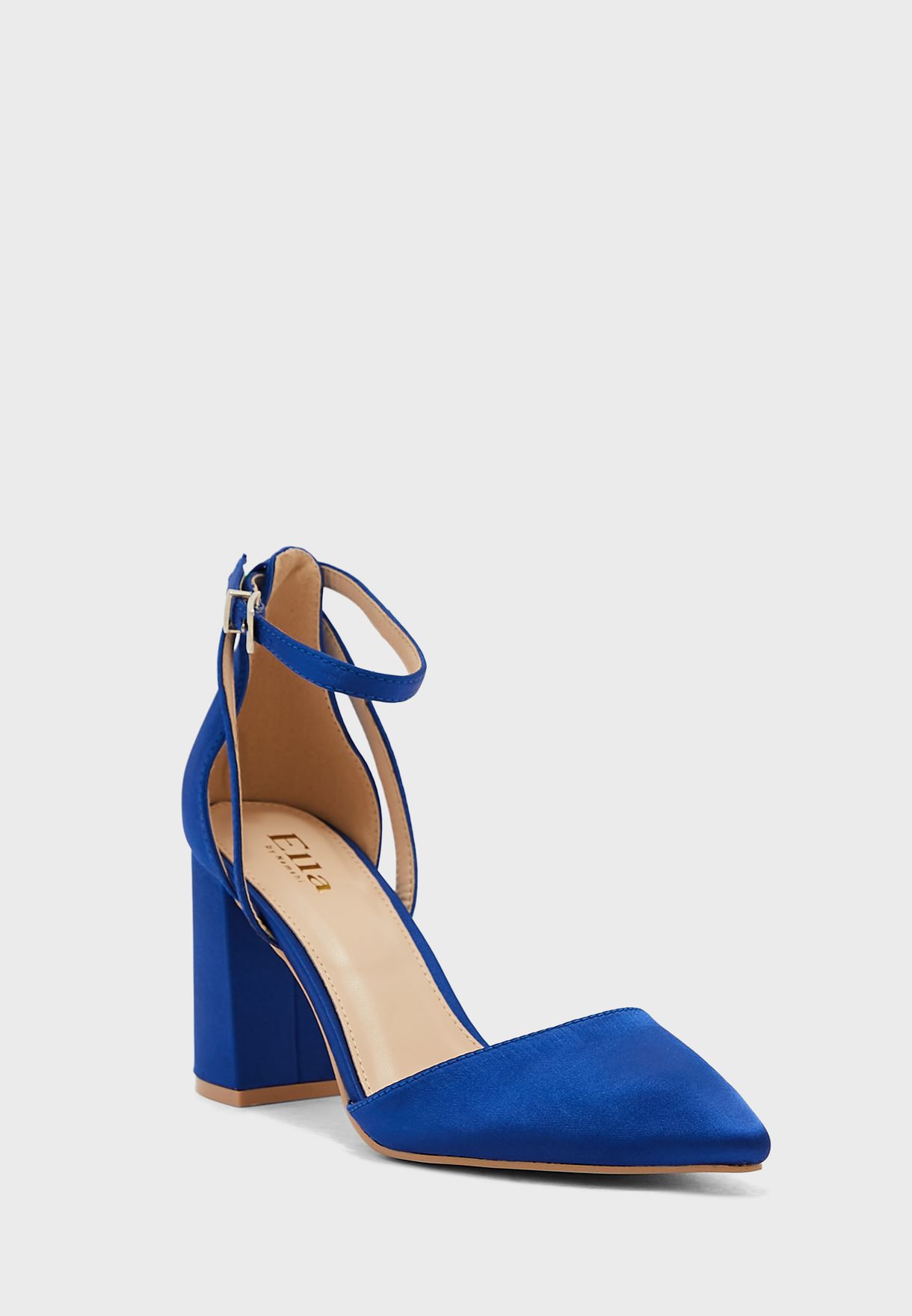 Satin Cutout Detail Pointed Pump