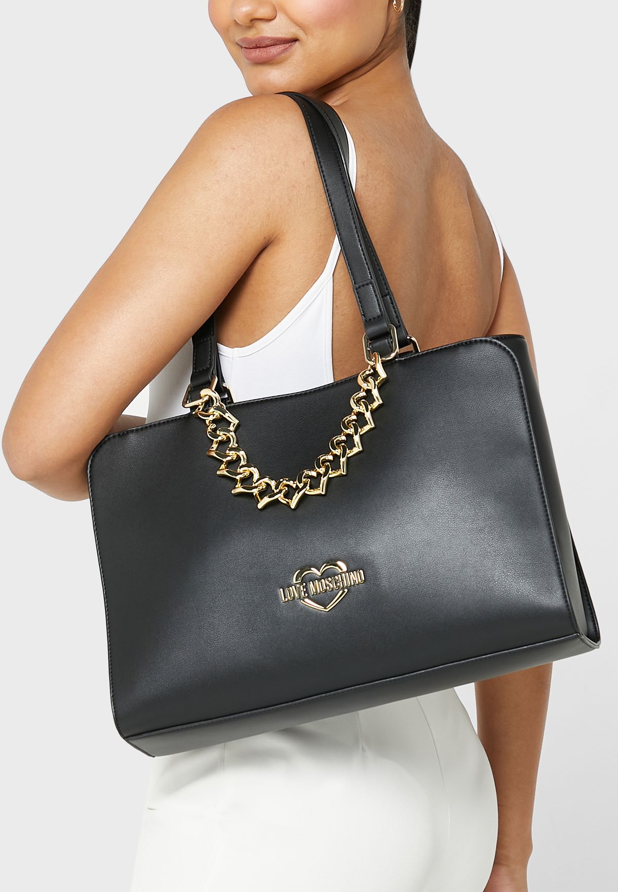 Heart Chain Detail Tote Bag