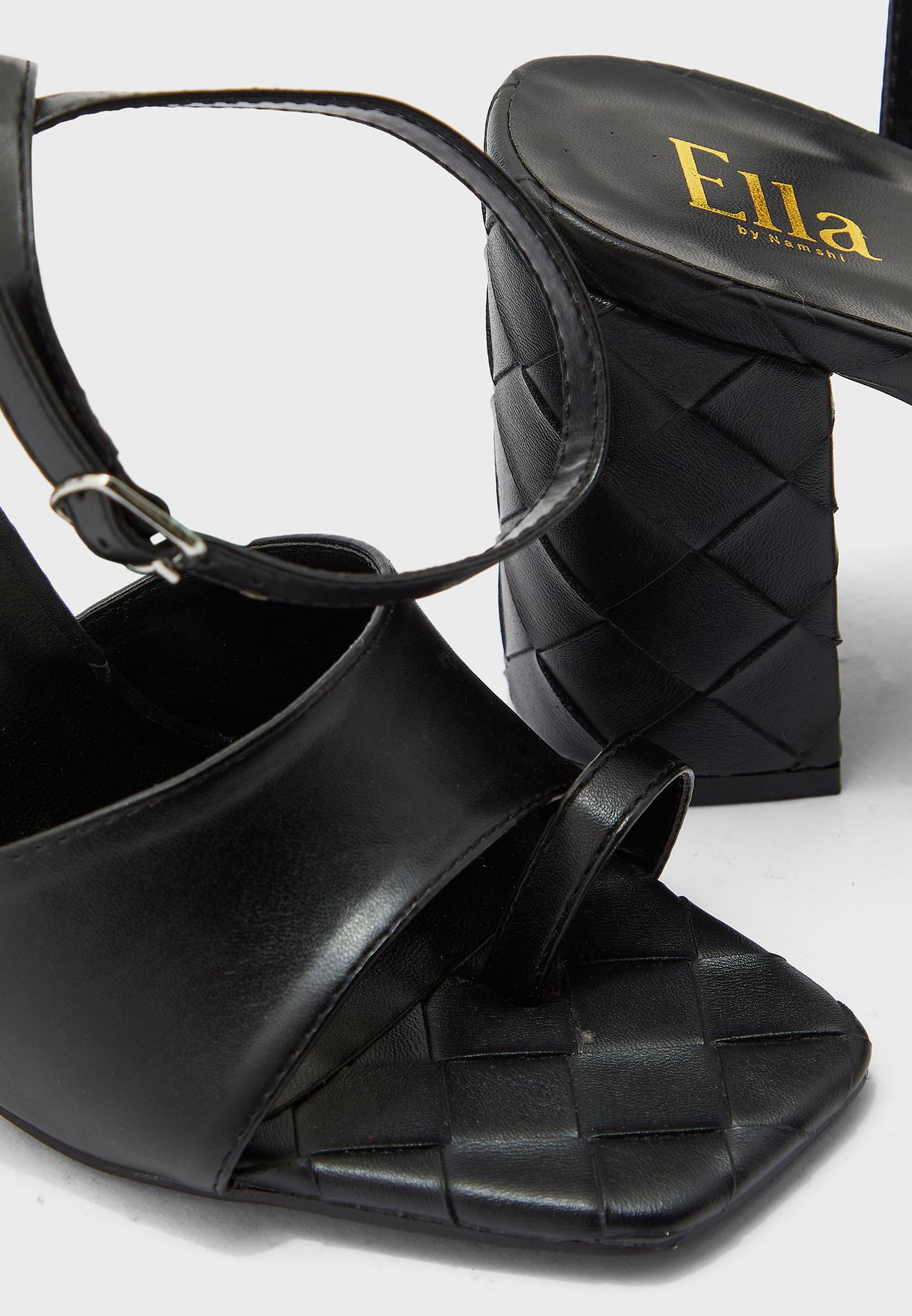 Weaved Detail Block Heel Sandal