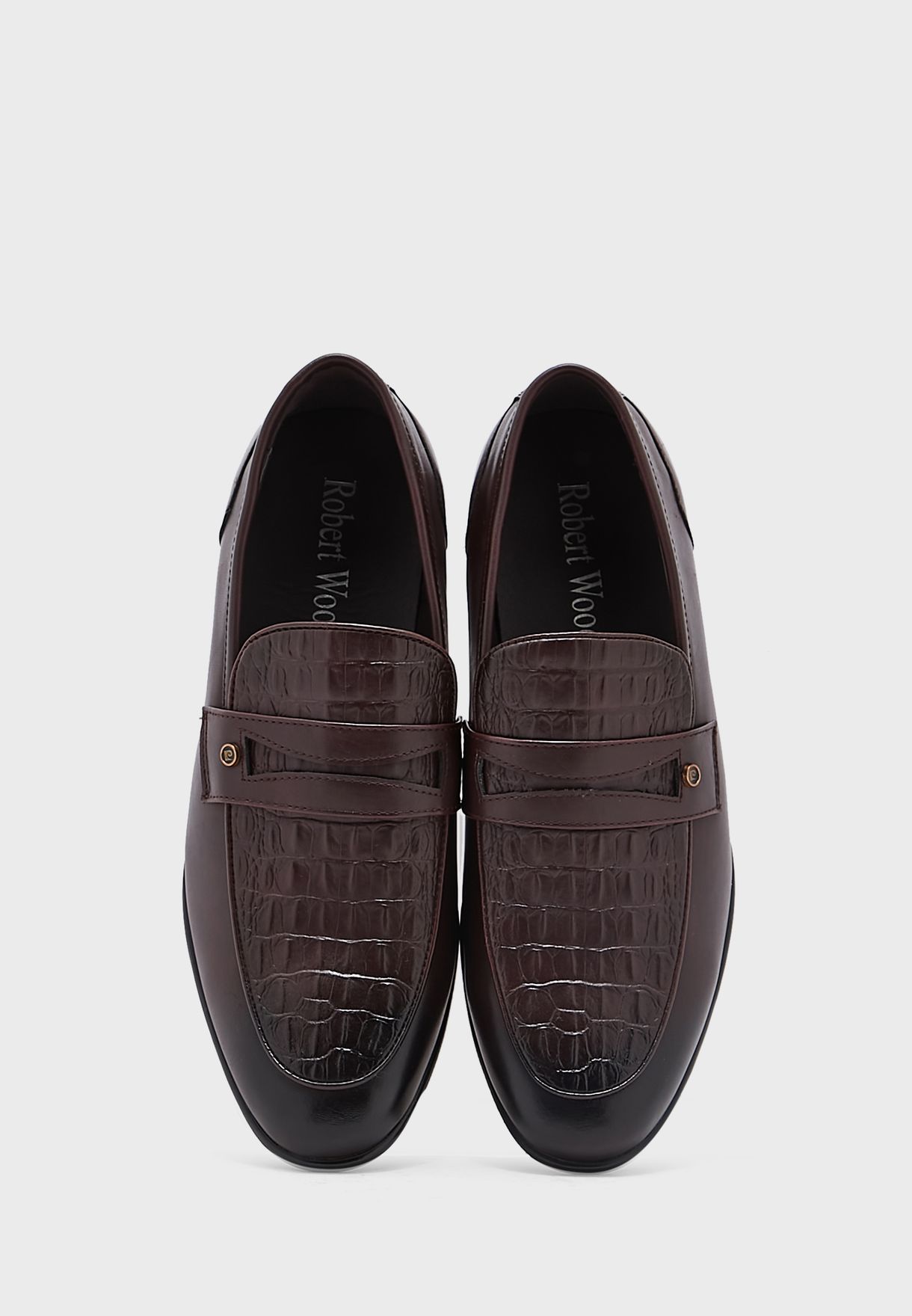Faux Leather Croc Emboss Formal Slip Ons