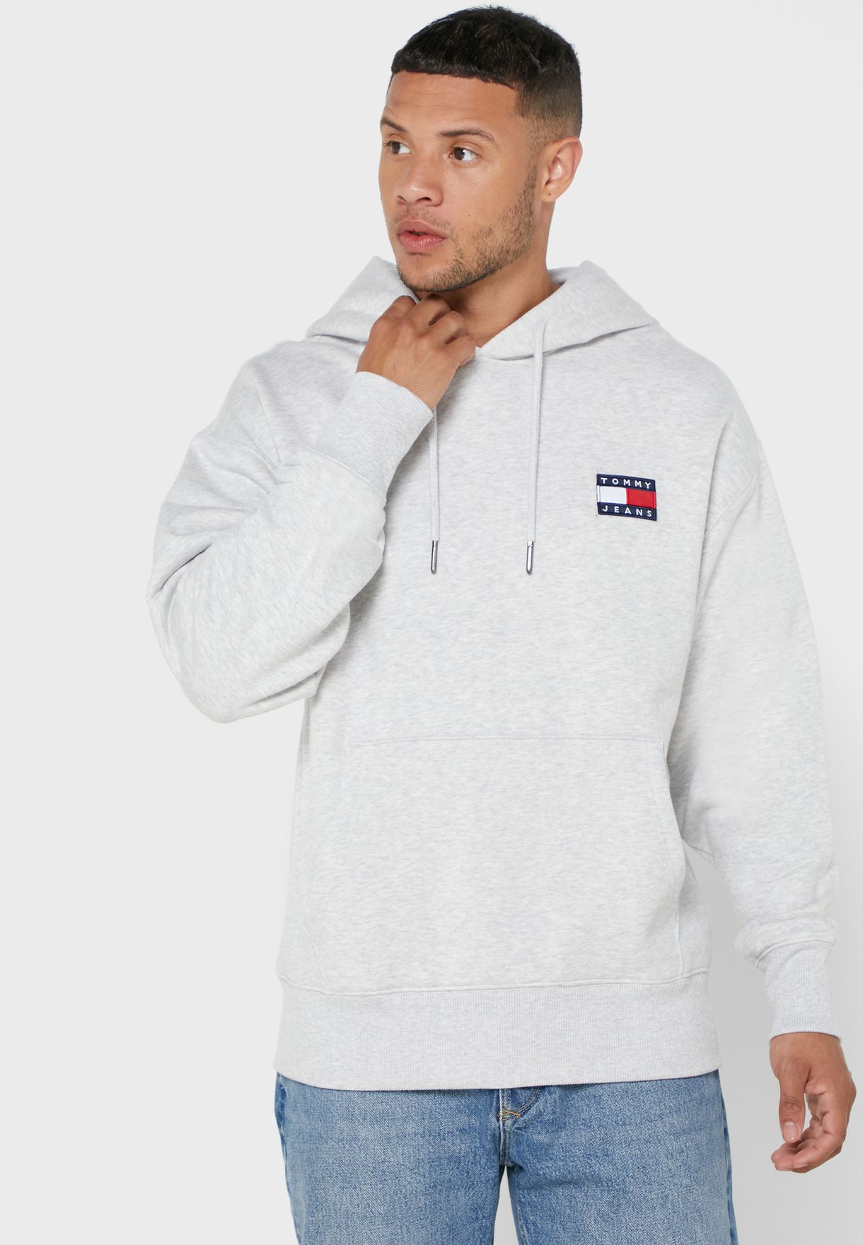 tommy jeans badge hoodie grey