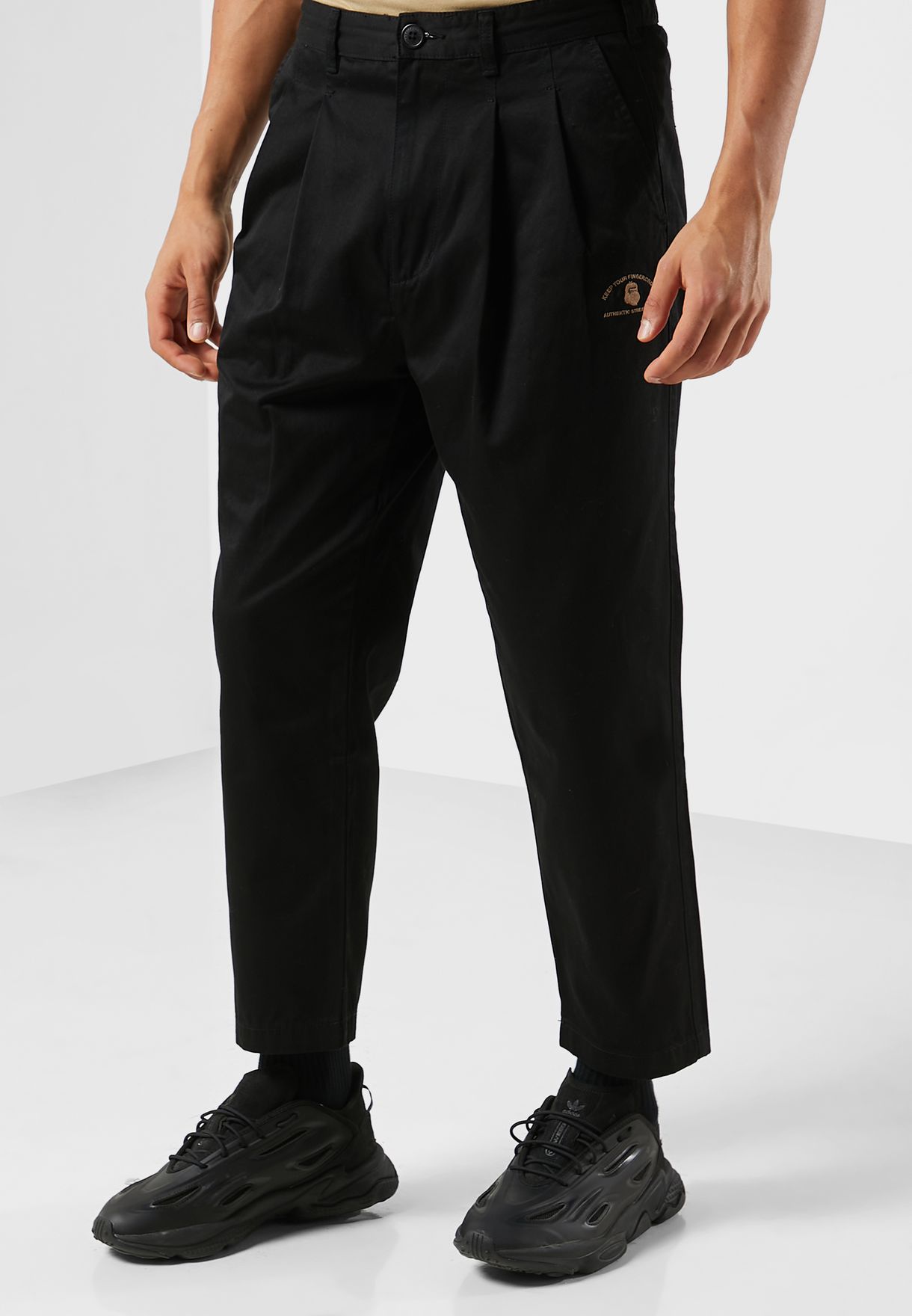 Buy Fingercroxx black Logo Pants for Men in MENA, Worldwide