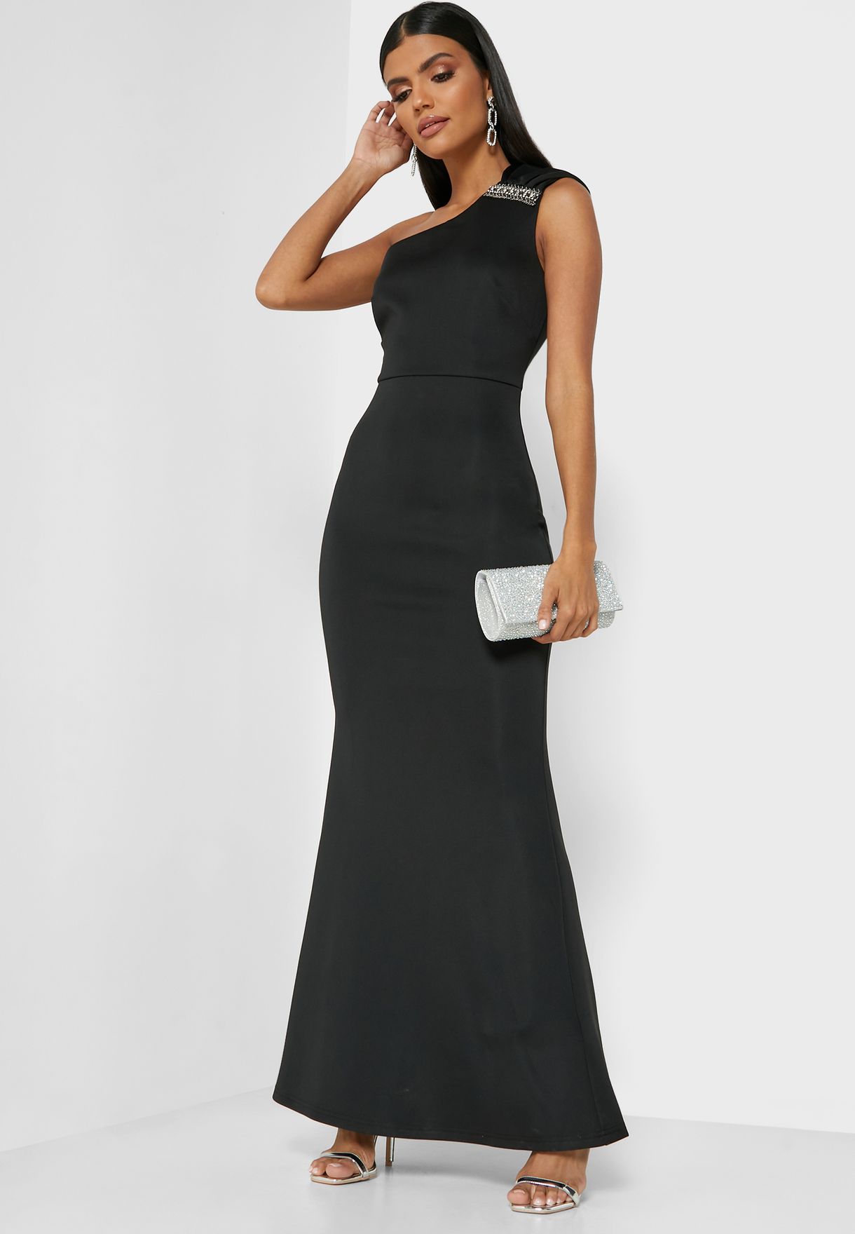 lipsy black one shoulder dress