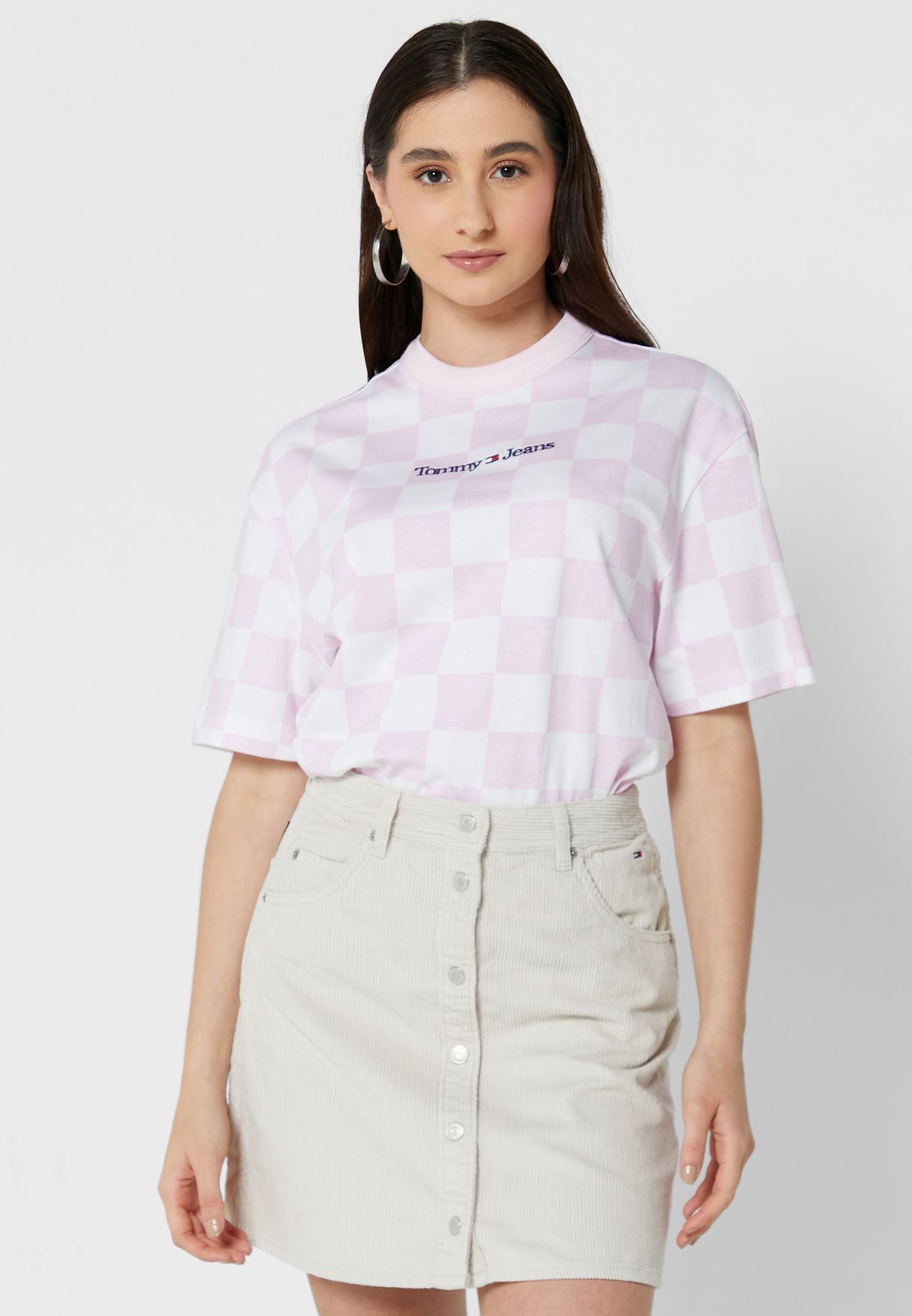 Crew Neck Checked T-Shirt