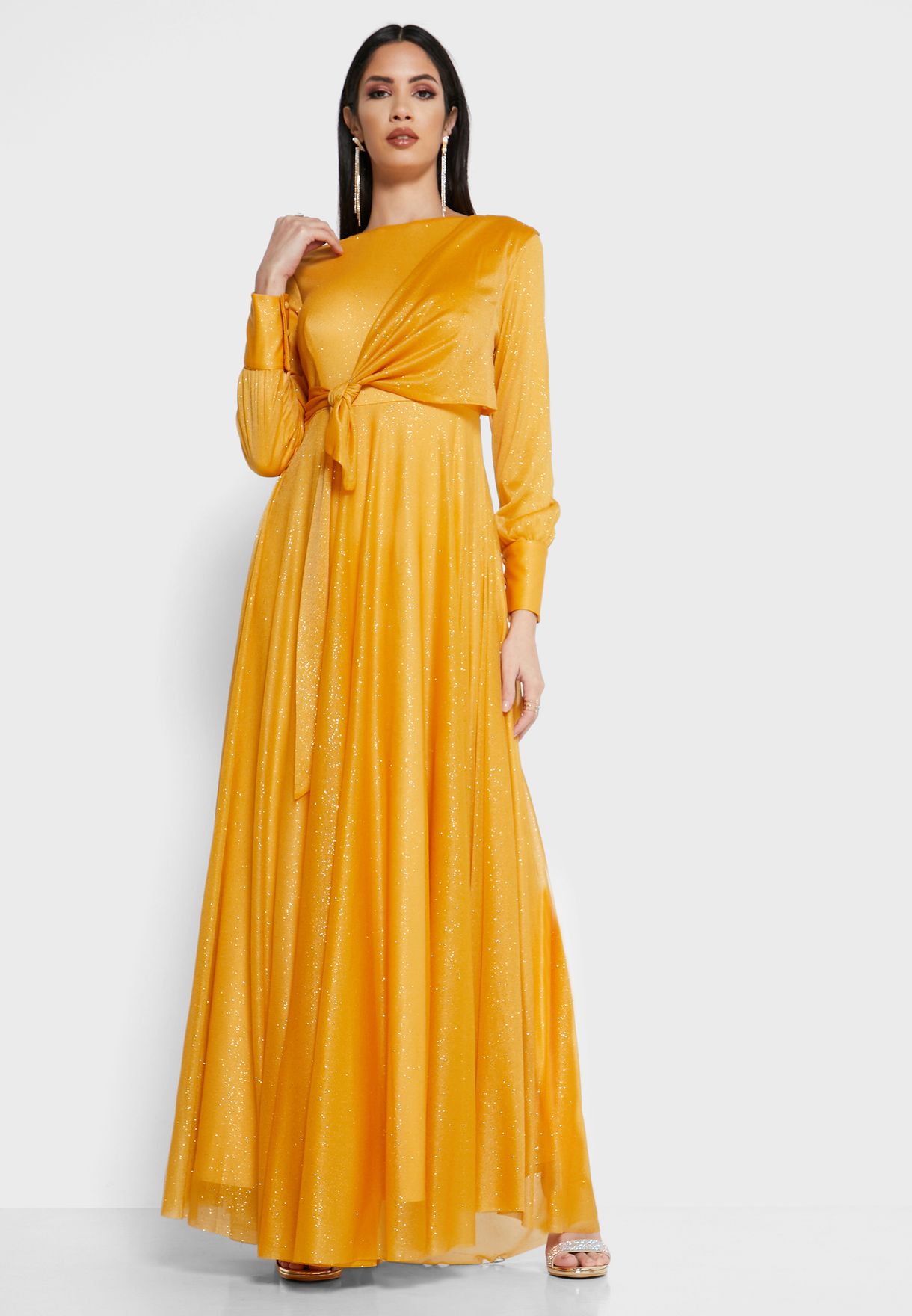 yellow shimmer dress