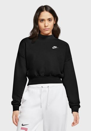 nike nsw essentials mock neck black crop sweatshirt