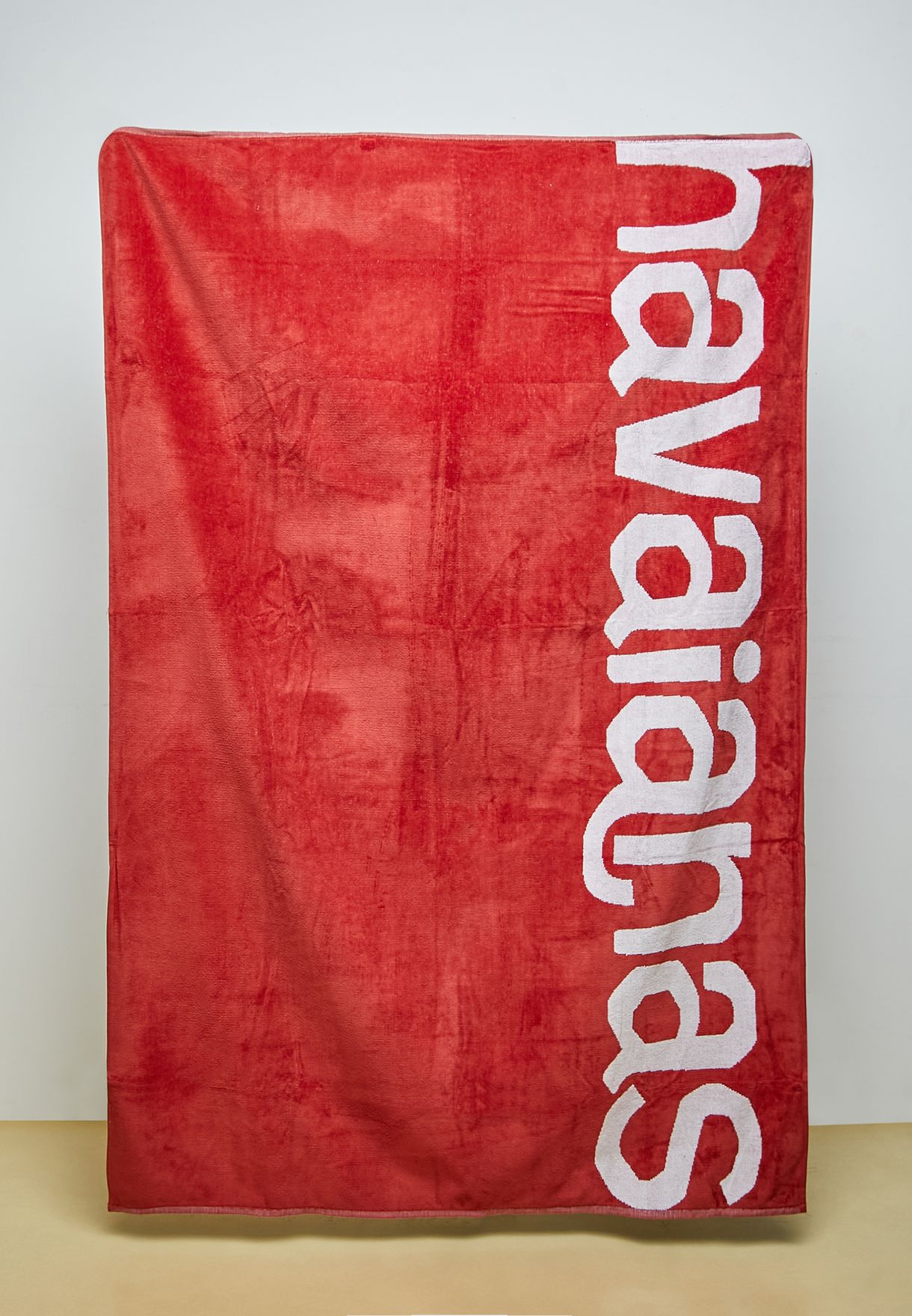 Red Logo Print Beach Towel