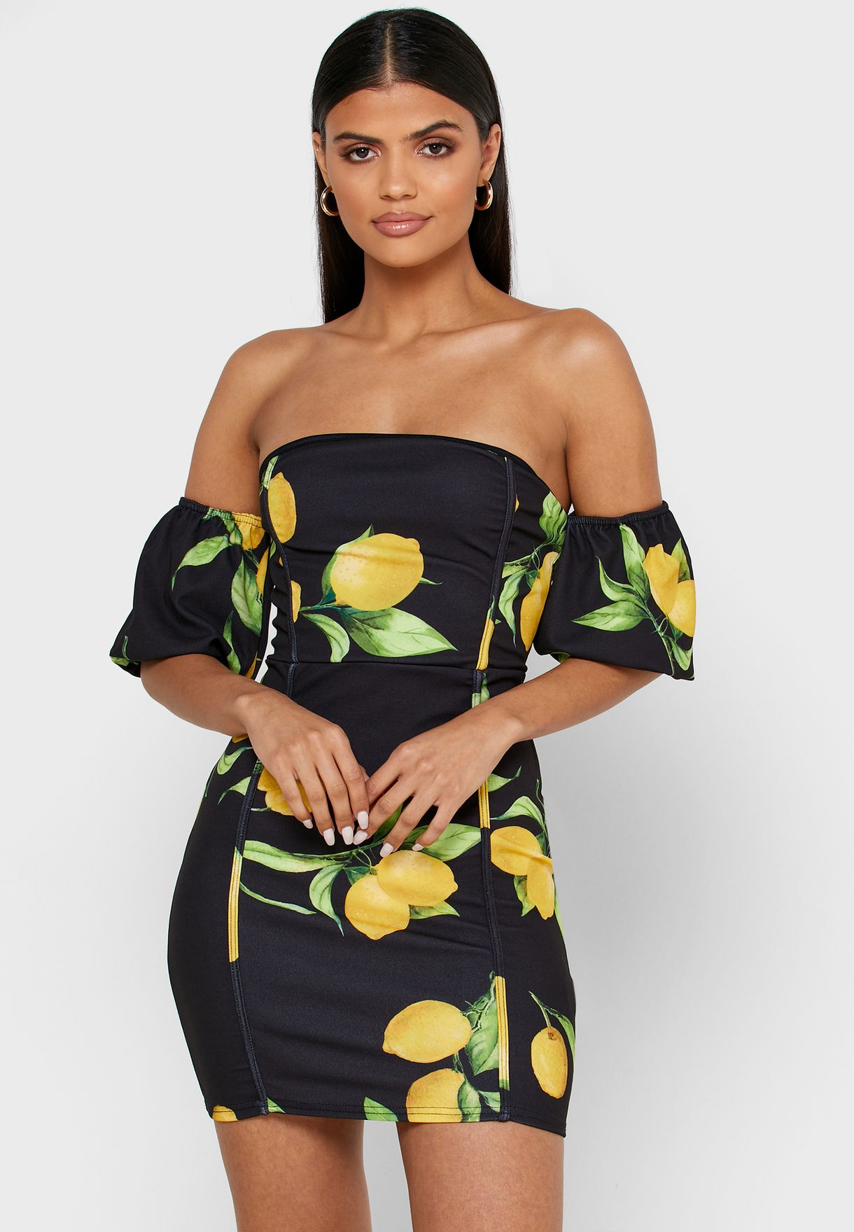 lemon bardot dress