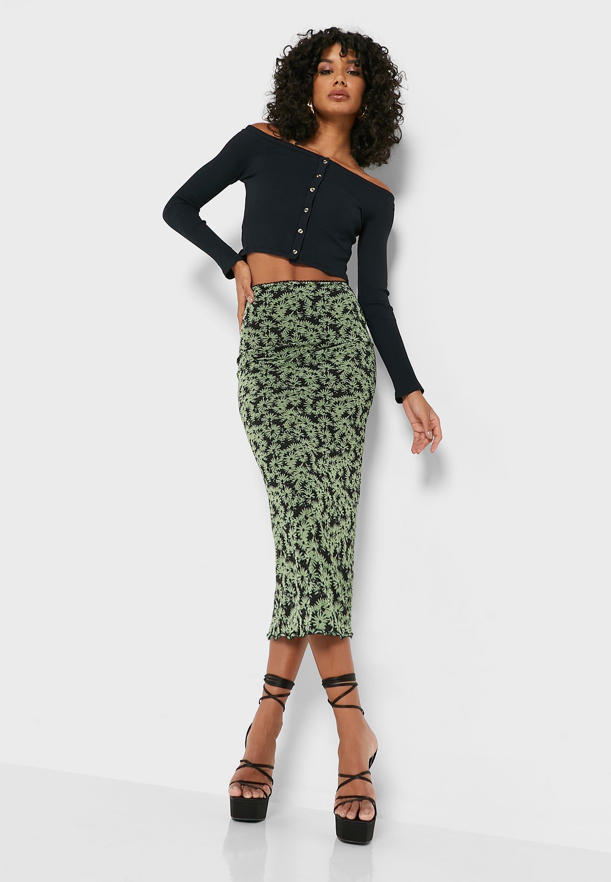 Buy Topshop green Floral Print Mesh Detail Skirt for Women in Dubai, Abu  Dhabi