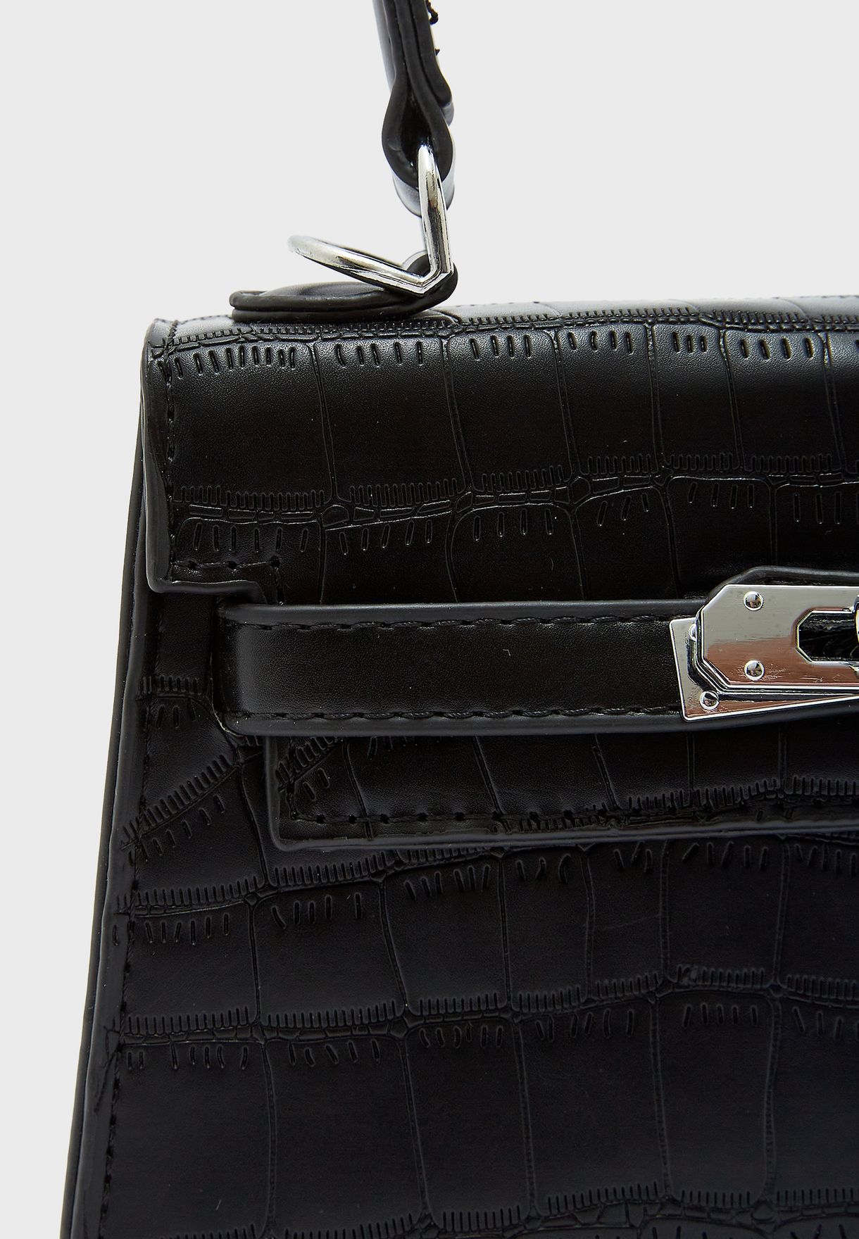 Croc Handbag With Scarf Tie Handle