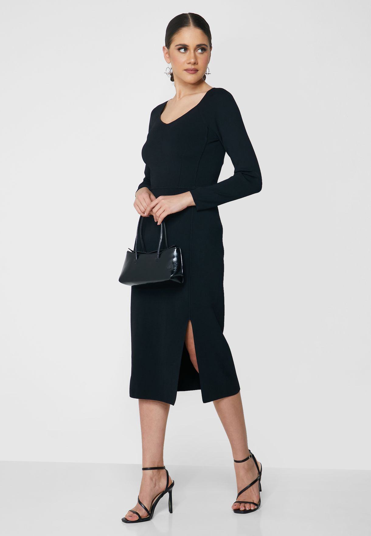 Knitted Slit Hem Dress