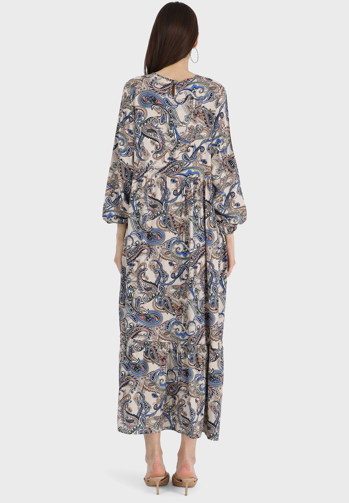 Balloon Sleeve Printed Dress