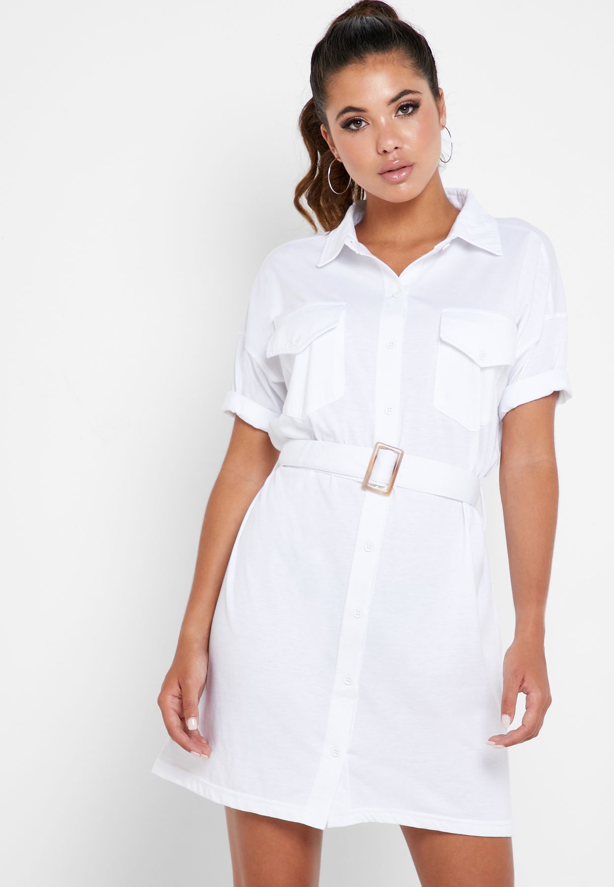 belted shirt dress