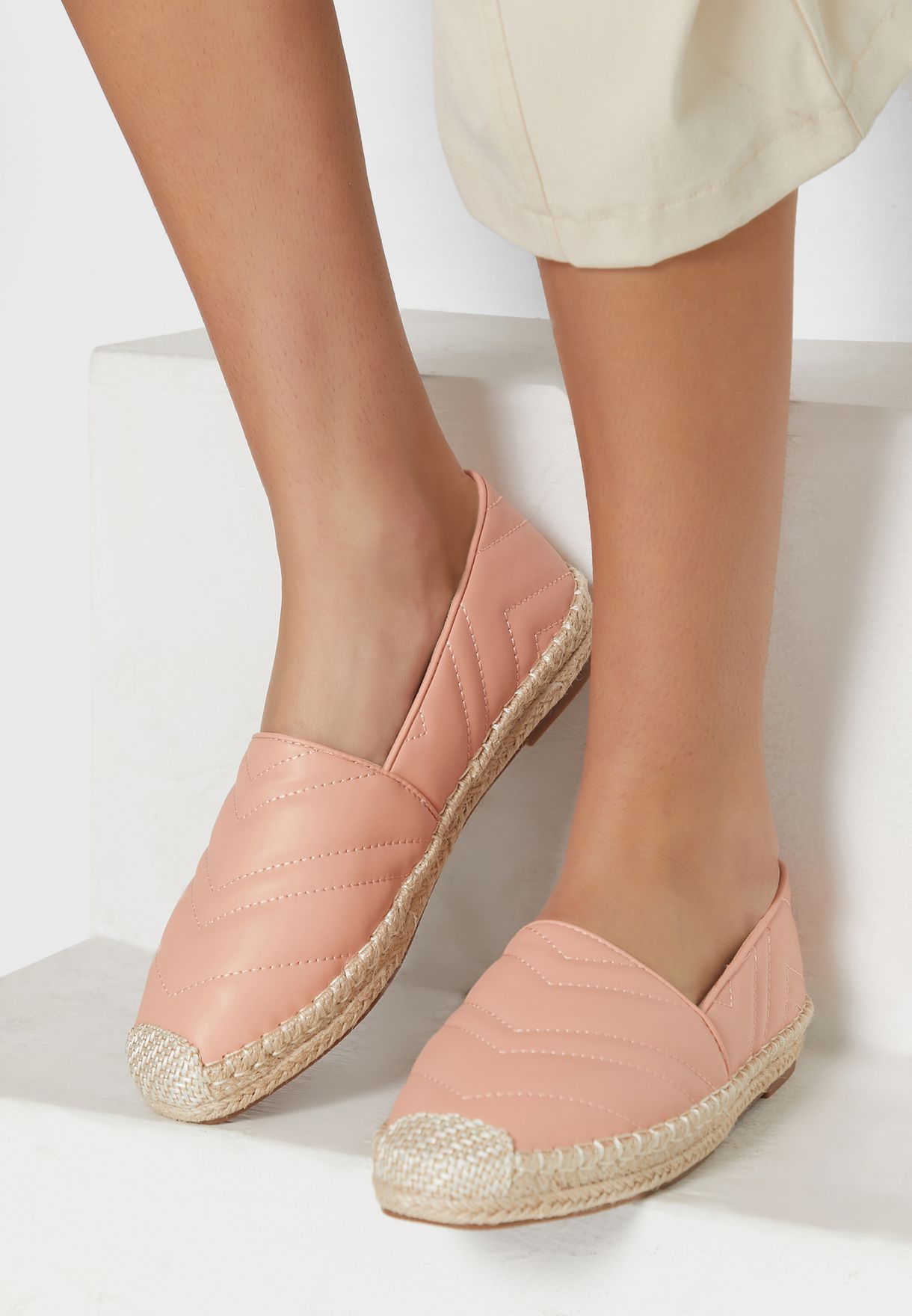Zig Zag Quilted Flat Espadrille 