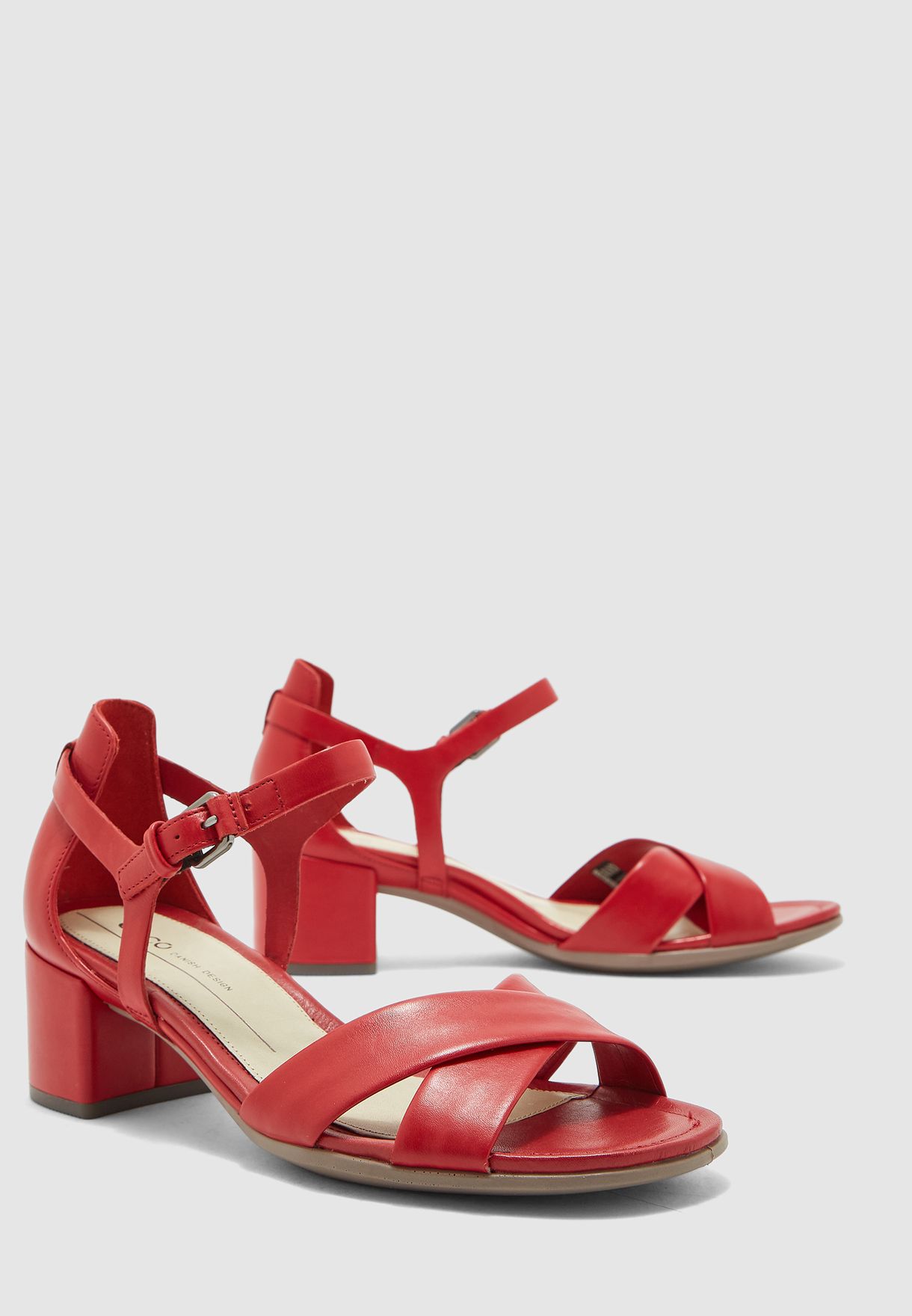 red ecco sandals