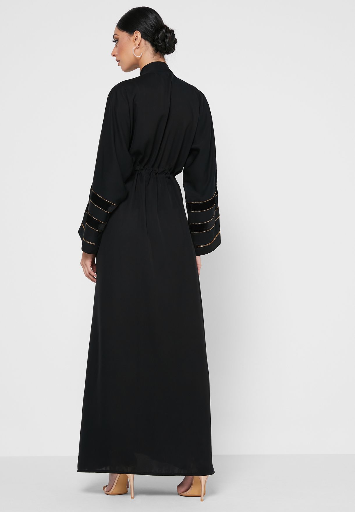 Buy Khizana black Shimmer Trim Abaya for Women in Dubai, Abu Dhabi
