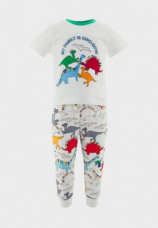 Infant Dino Print T-Shirt + Sweatpants Set