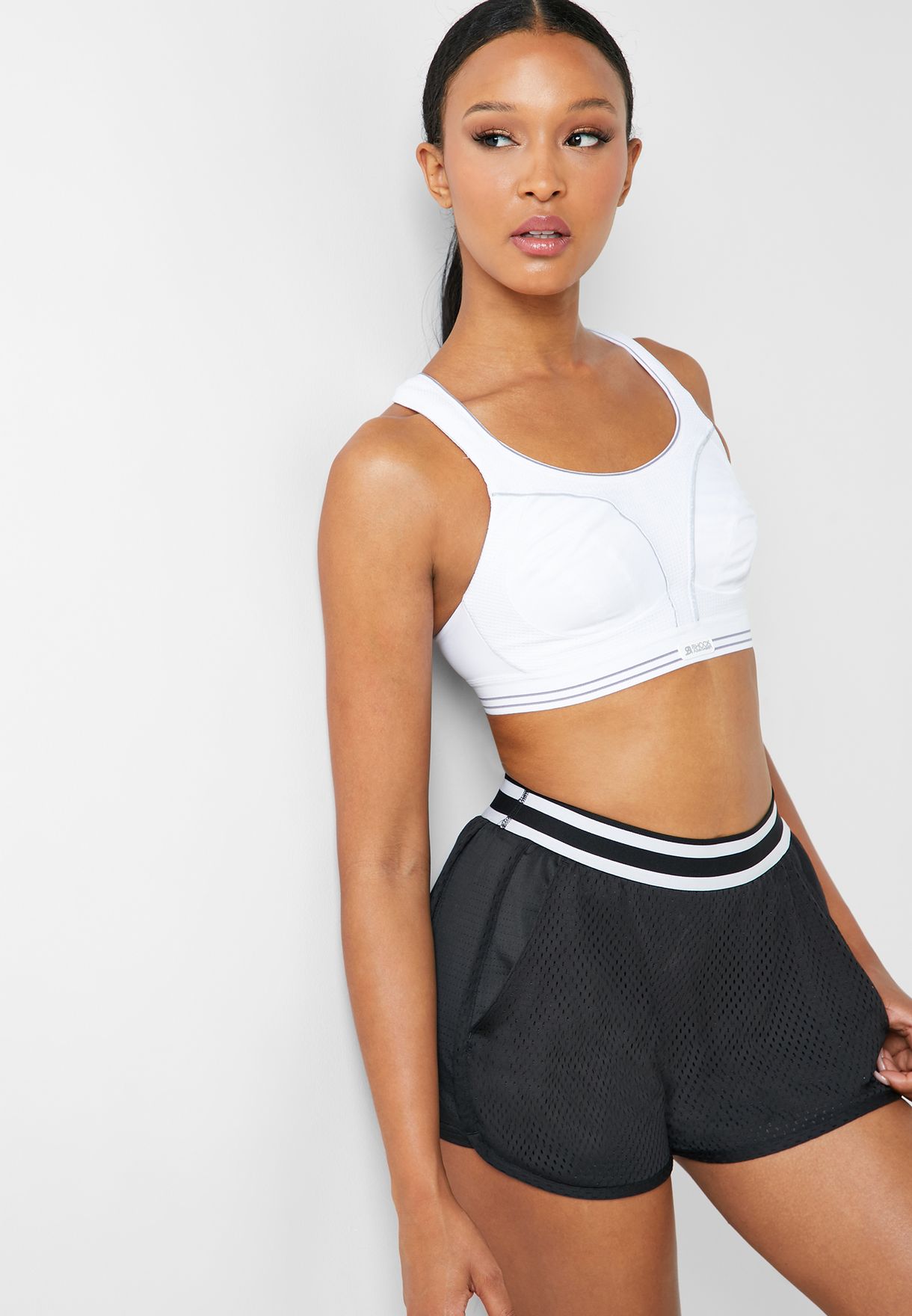 white shock absorber sports bra