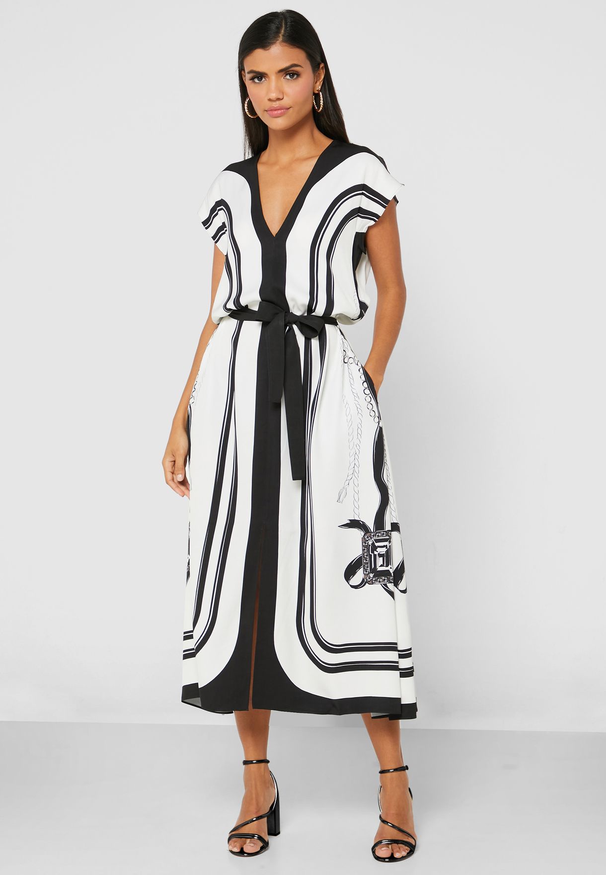 Buy Reiss stripes Heidi Tie Waist Dress for Women in Dubai, Abu Dhabi