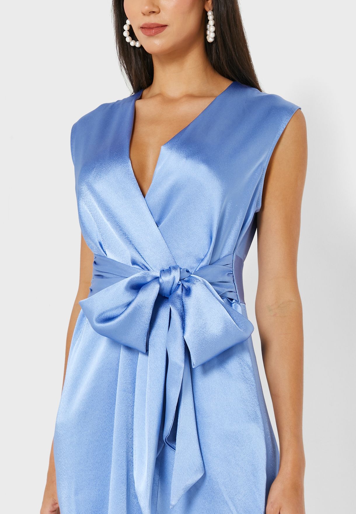 V-Neck Tie Detail Wrap Dress