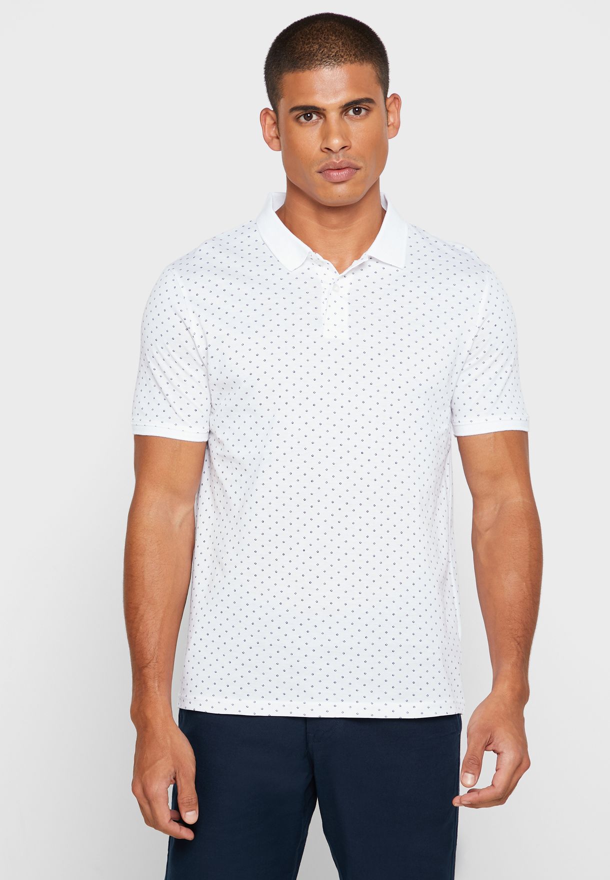 Buy Robert Wood white Polka Dot Polo Shirt for Men in MENA, Worldwide