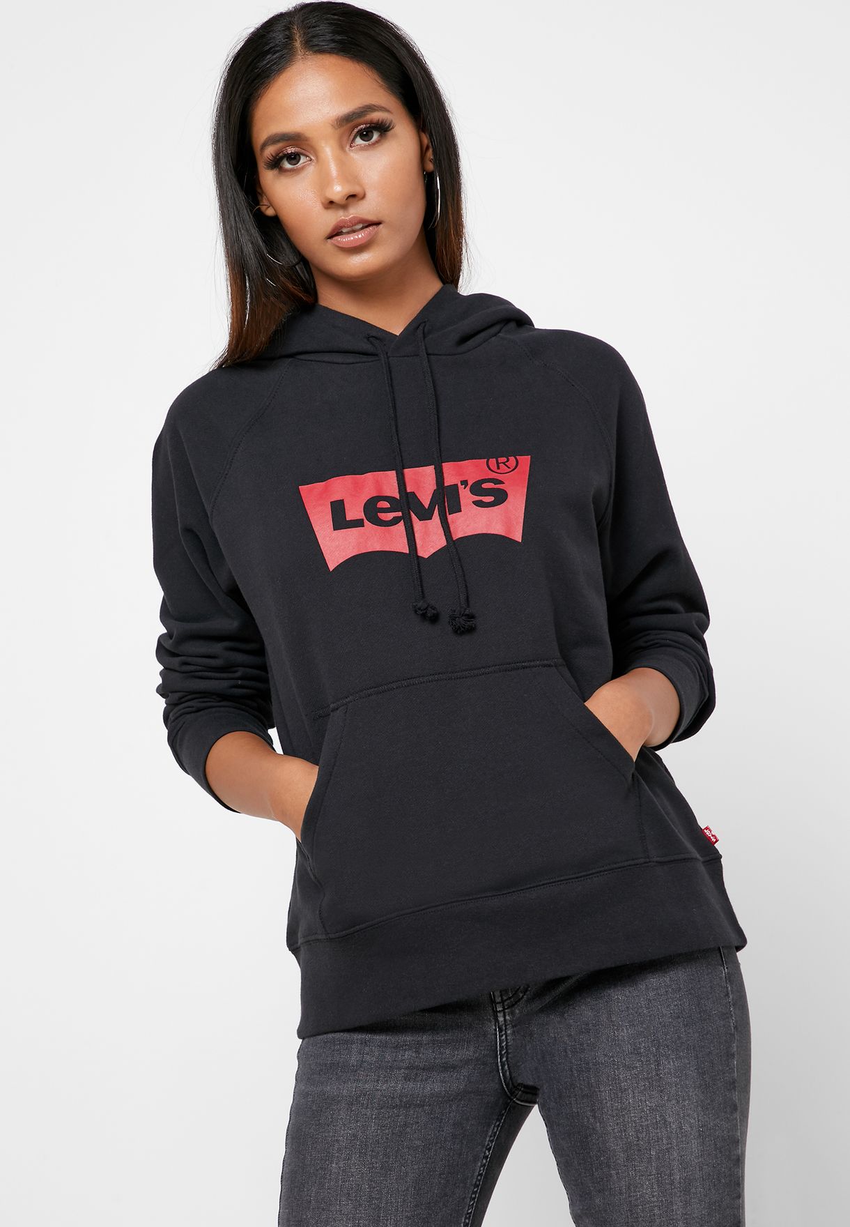 Buy Levis black Logo Hoodie for Women 