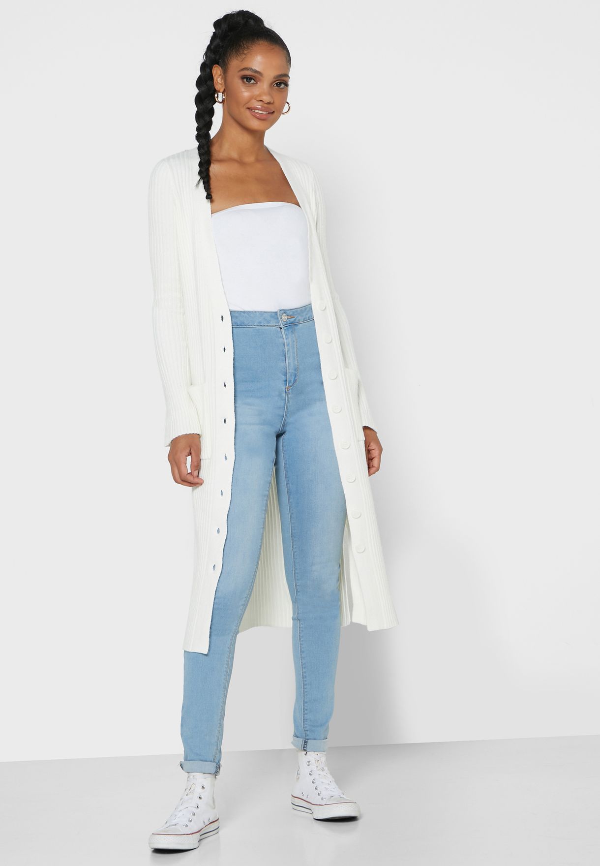 white longline cardigan womens