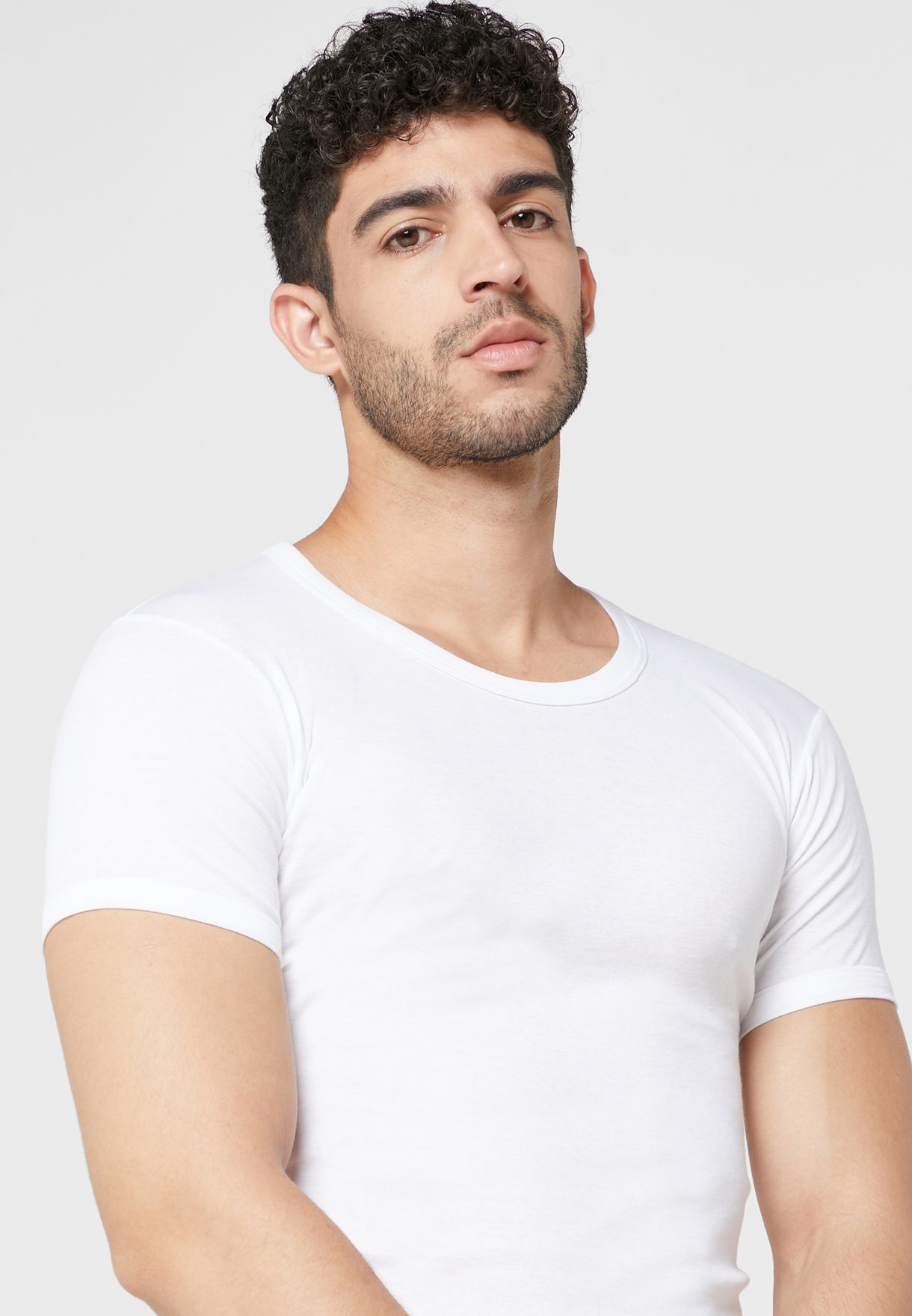Buy Seventy Five Basics white Rib T-Shirt with Antibacterial Finish for ...