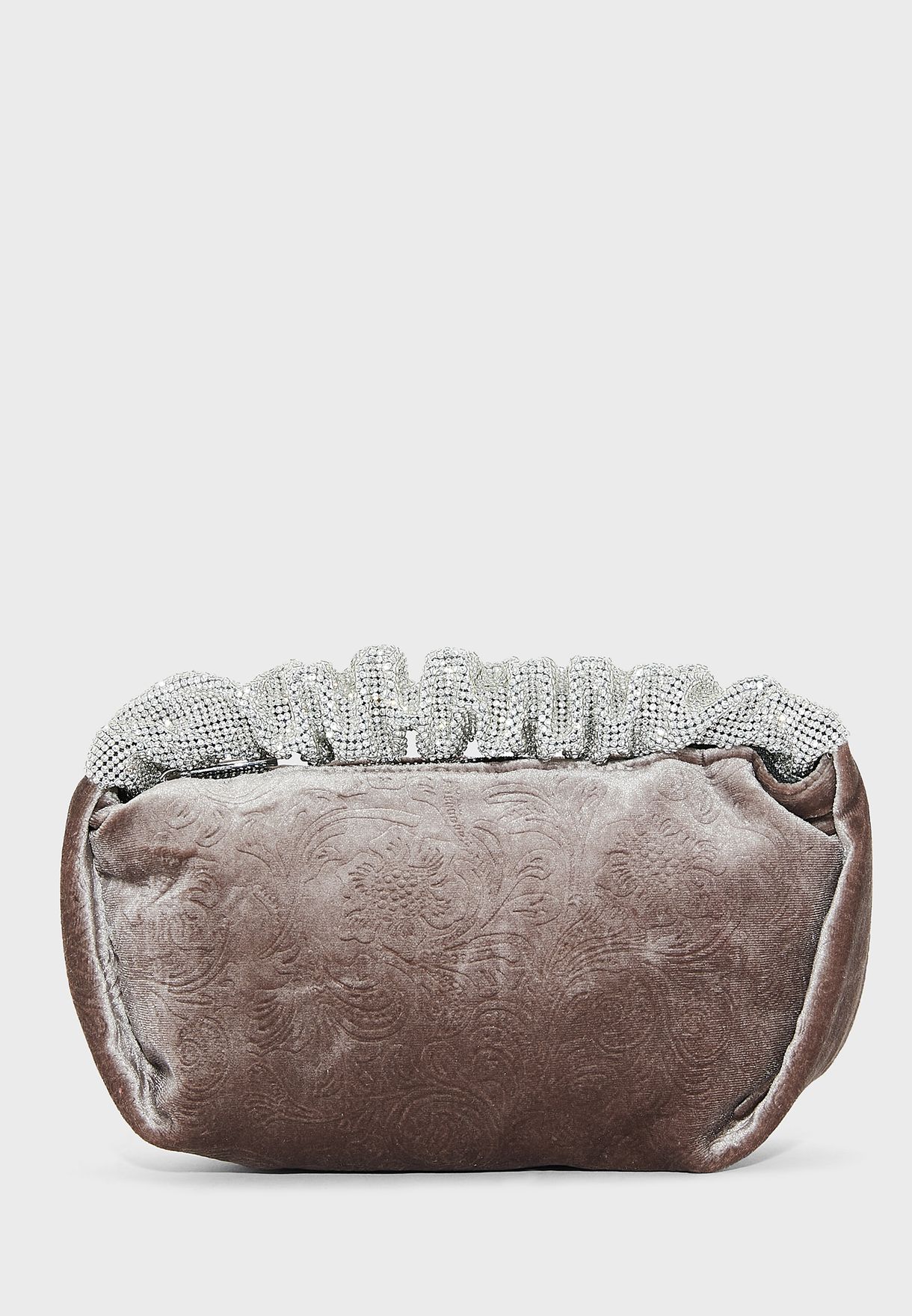 Diamante Ruched Handle Evening Bag