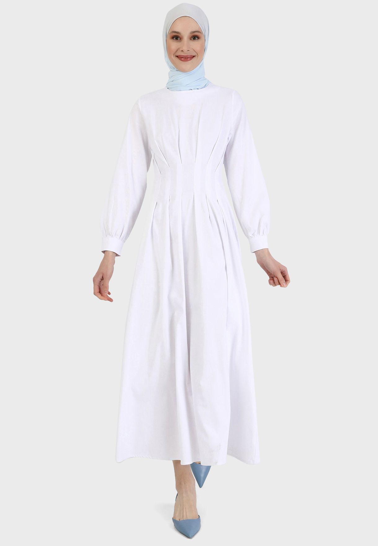 Buy Refka By Modanisa white Tiered Puff Sleeve Dress for Women in Dubai ...