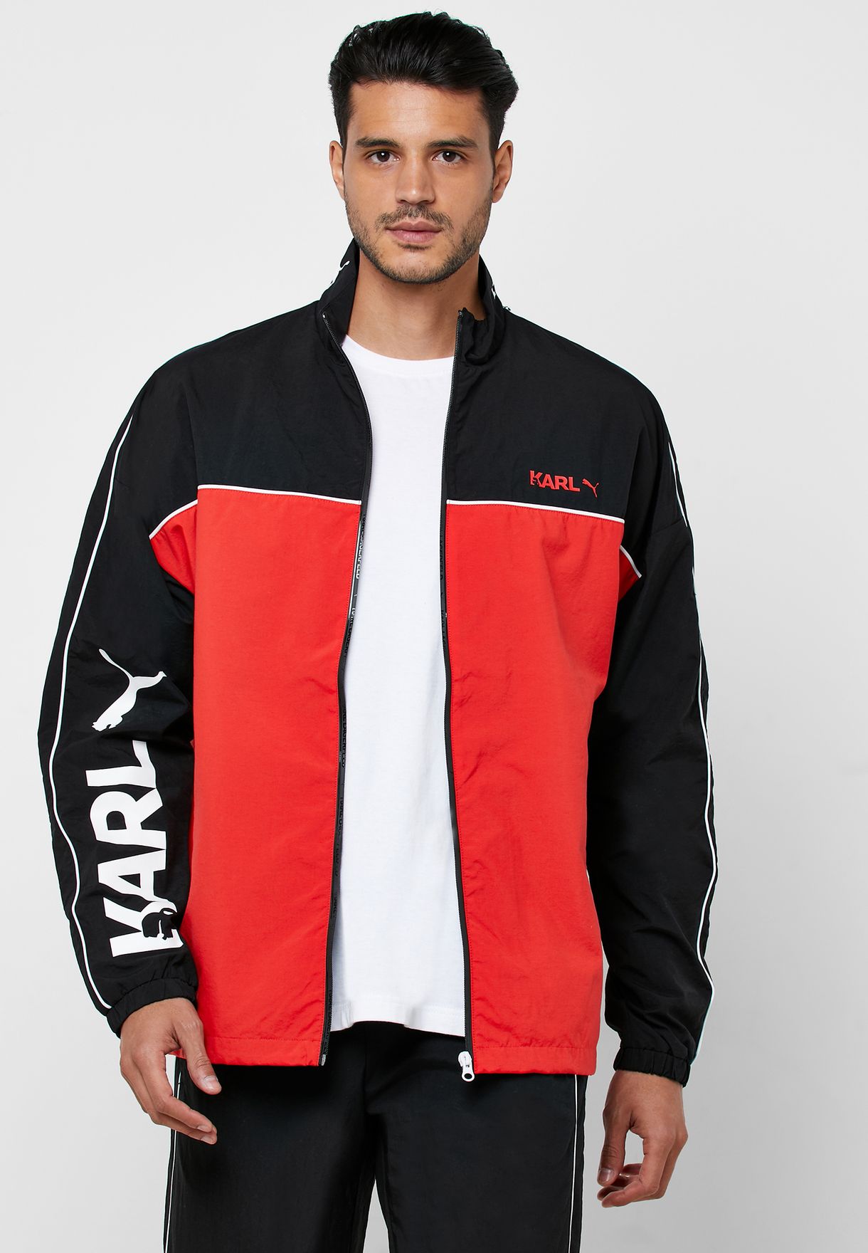 puma black and red track jacket