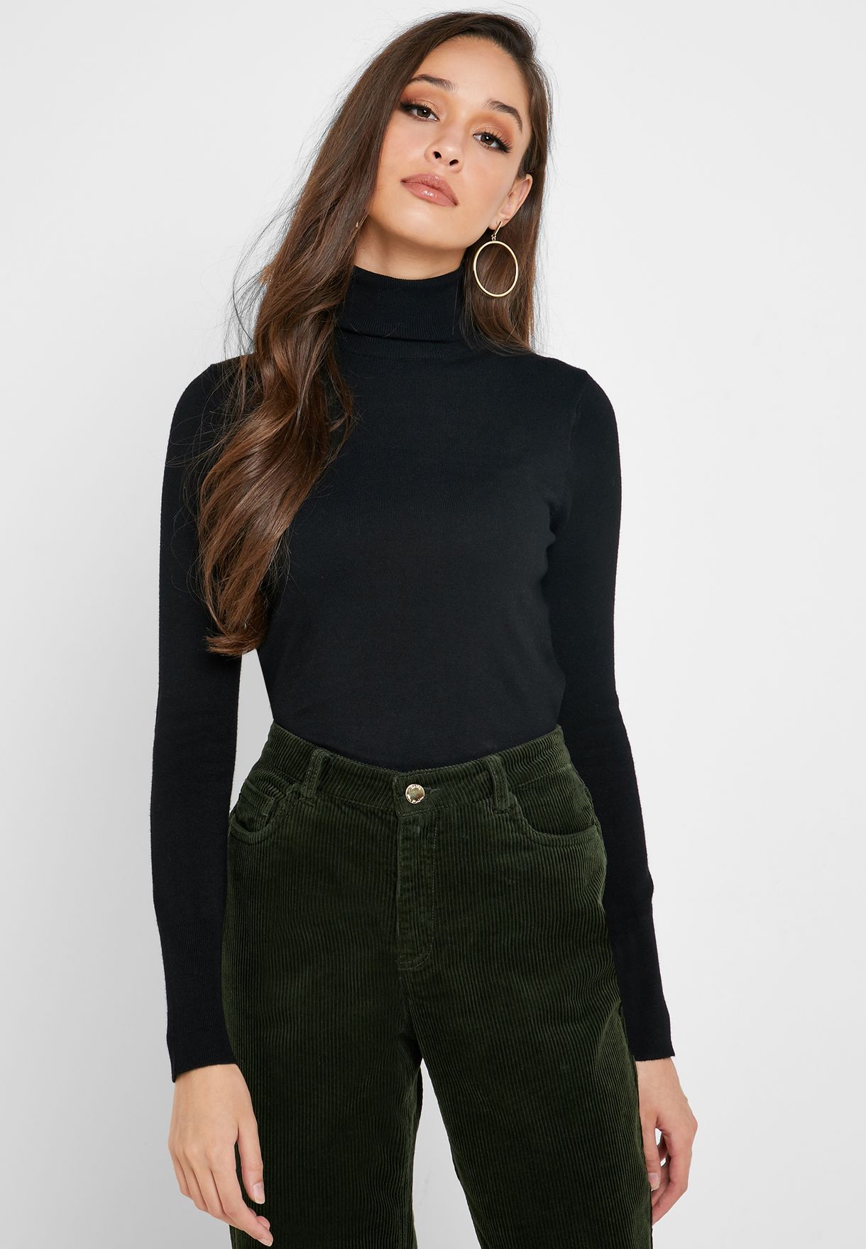 black roll neck womens