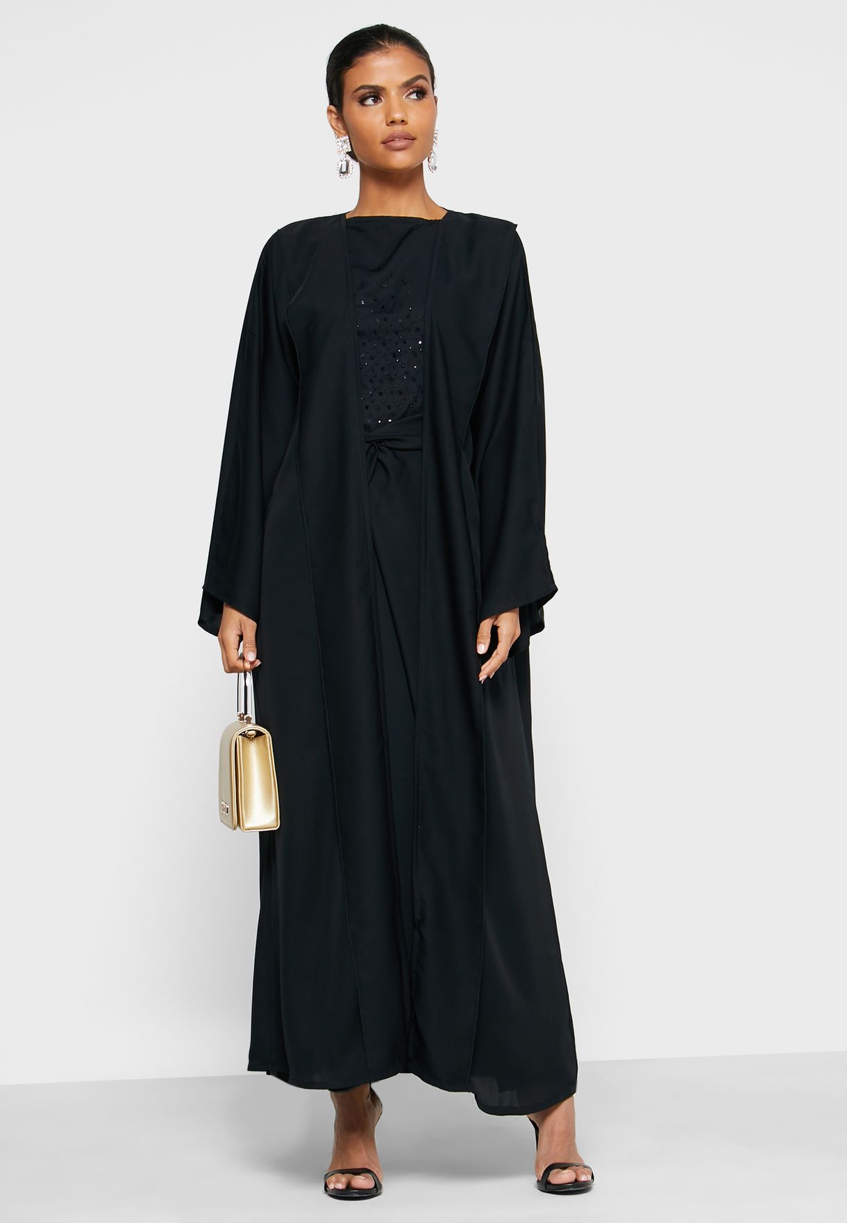 Buy Moistreet black Front Knot 3 Piece Abaya Set for Women in Manama, Riffa