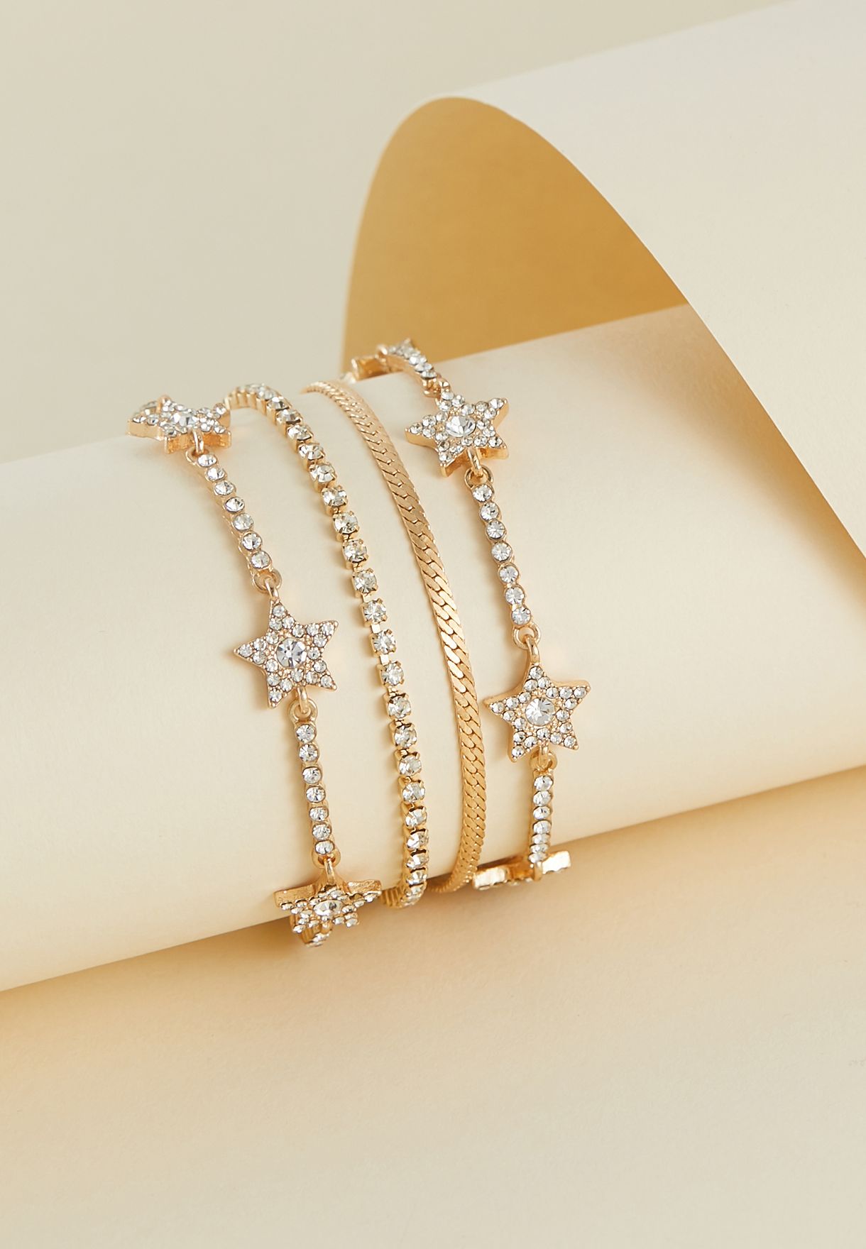 Pack Of 4 Diamante Star Bracelets 