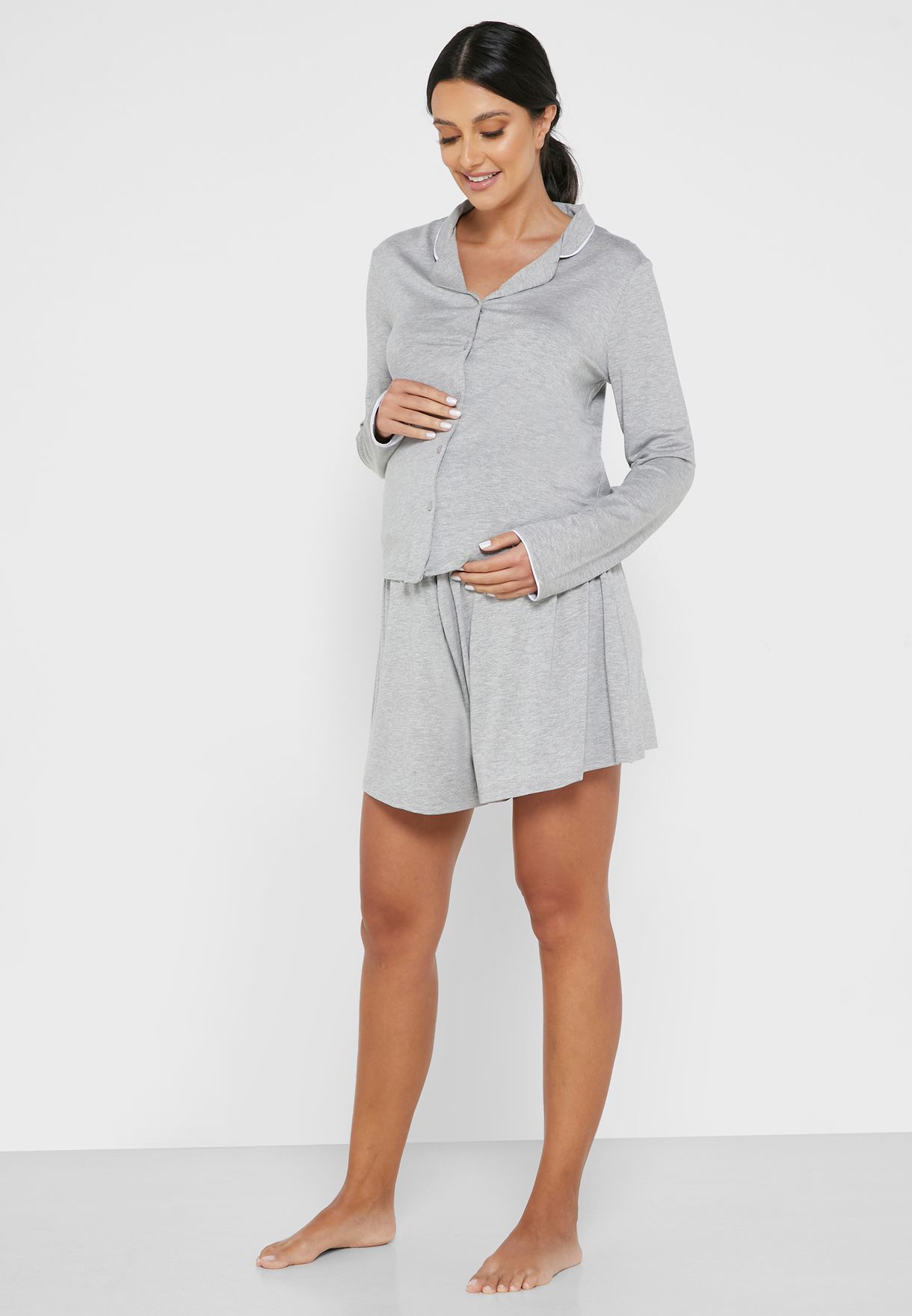 Buy Missguided Maternity Grey Soft Touch Pyjama Short Set For Women In Mena Worldwide Mt110548