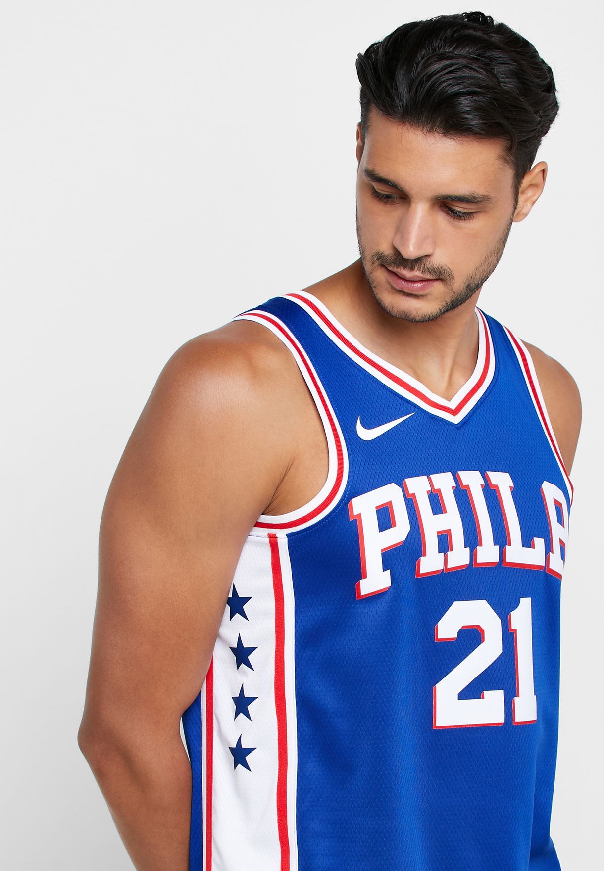 Buy Nike blue Philadelphia 76ers Joel Embiid Swingman Jersey for Men in ...