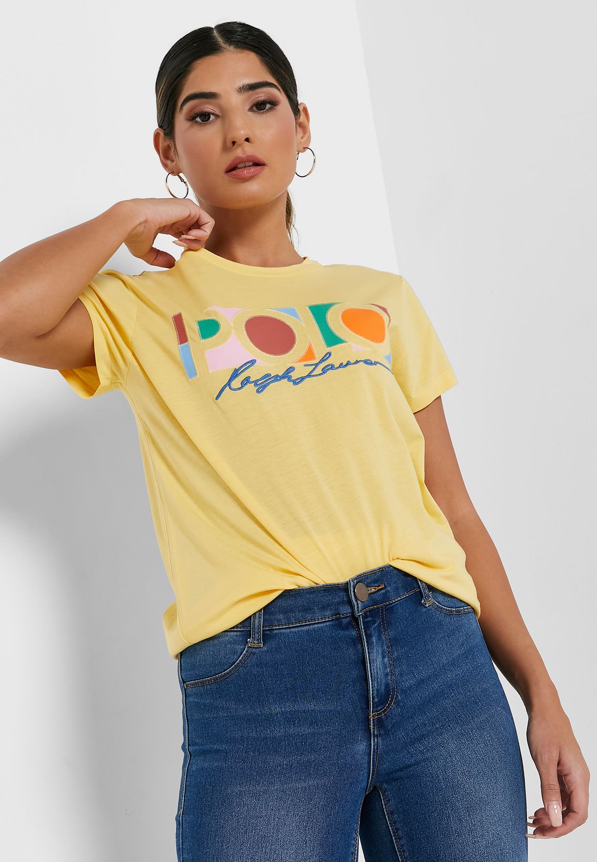 Buy Polo Ralph Lauren yellow Essential Round Neck T-Shirt for Women in  Dubai, Abu Dhabi