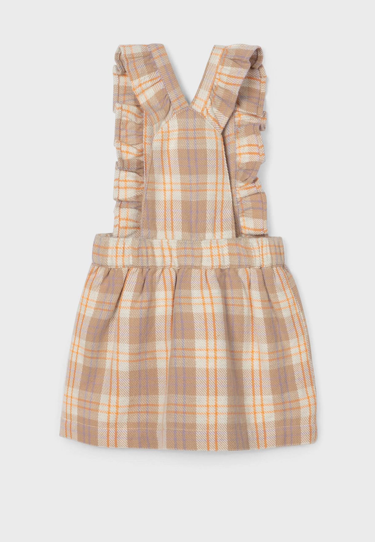 Infant Checked Skirt With Ruffle Strap