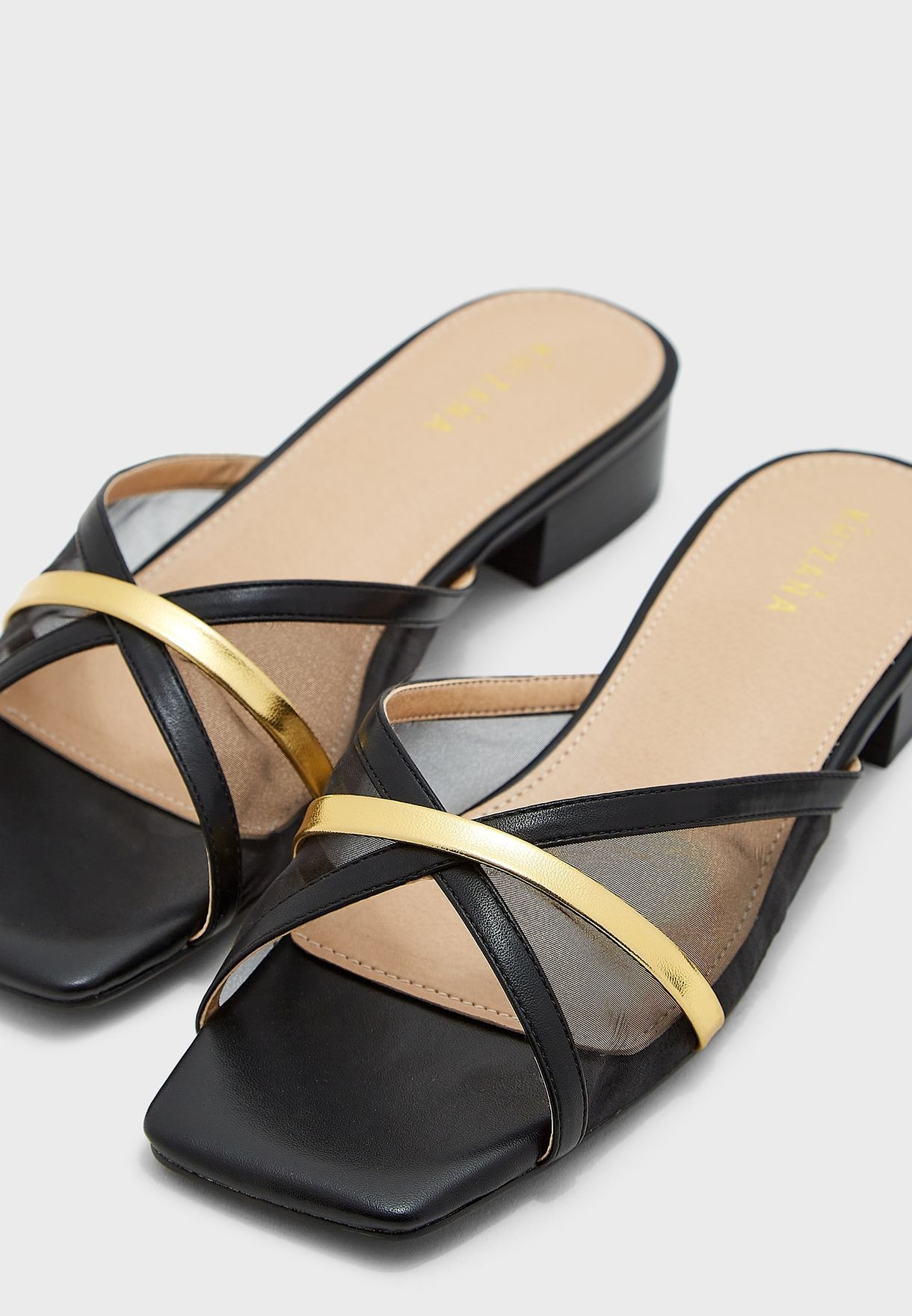 Buy Khizana black Sheer And Metallic Mule Sandal for Women in MENA ...