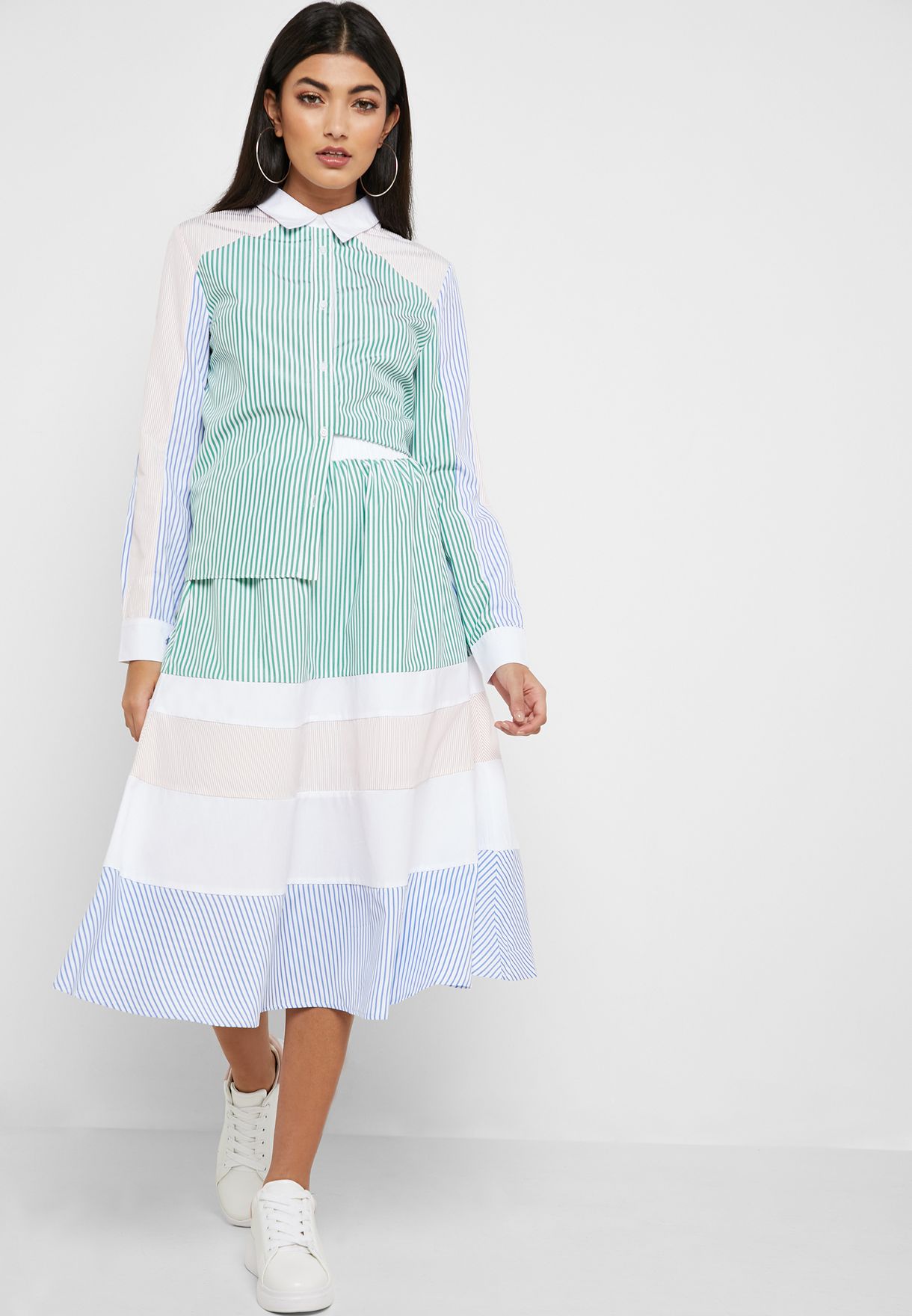 english factory colorblock midi dress