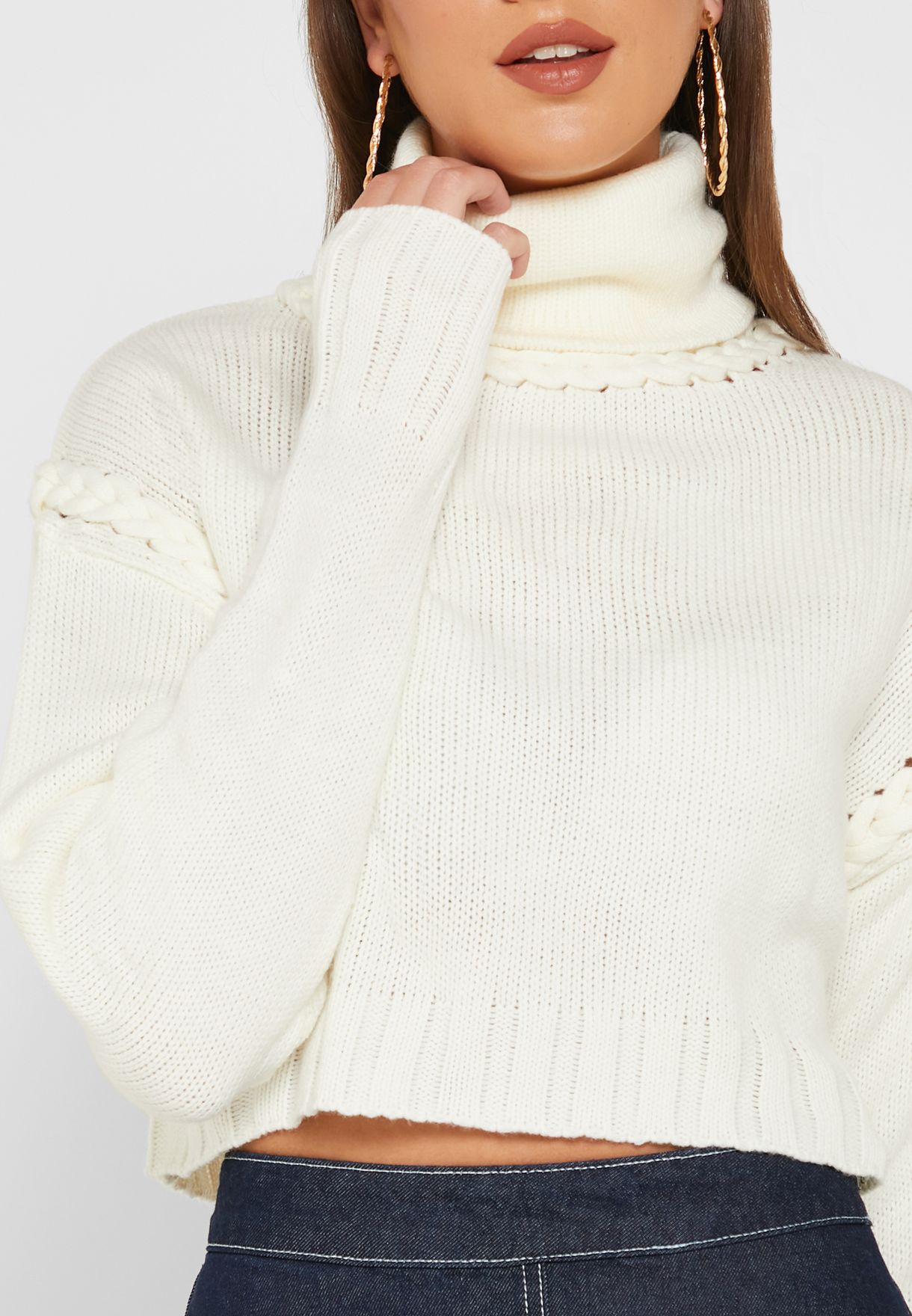 Pleated Crop Sweater