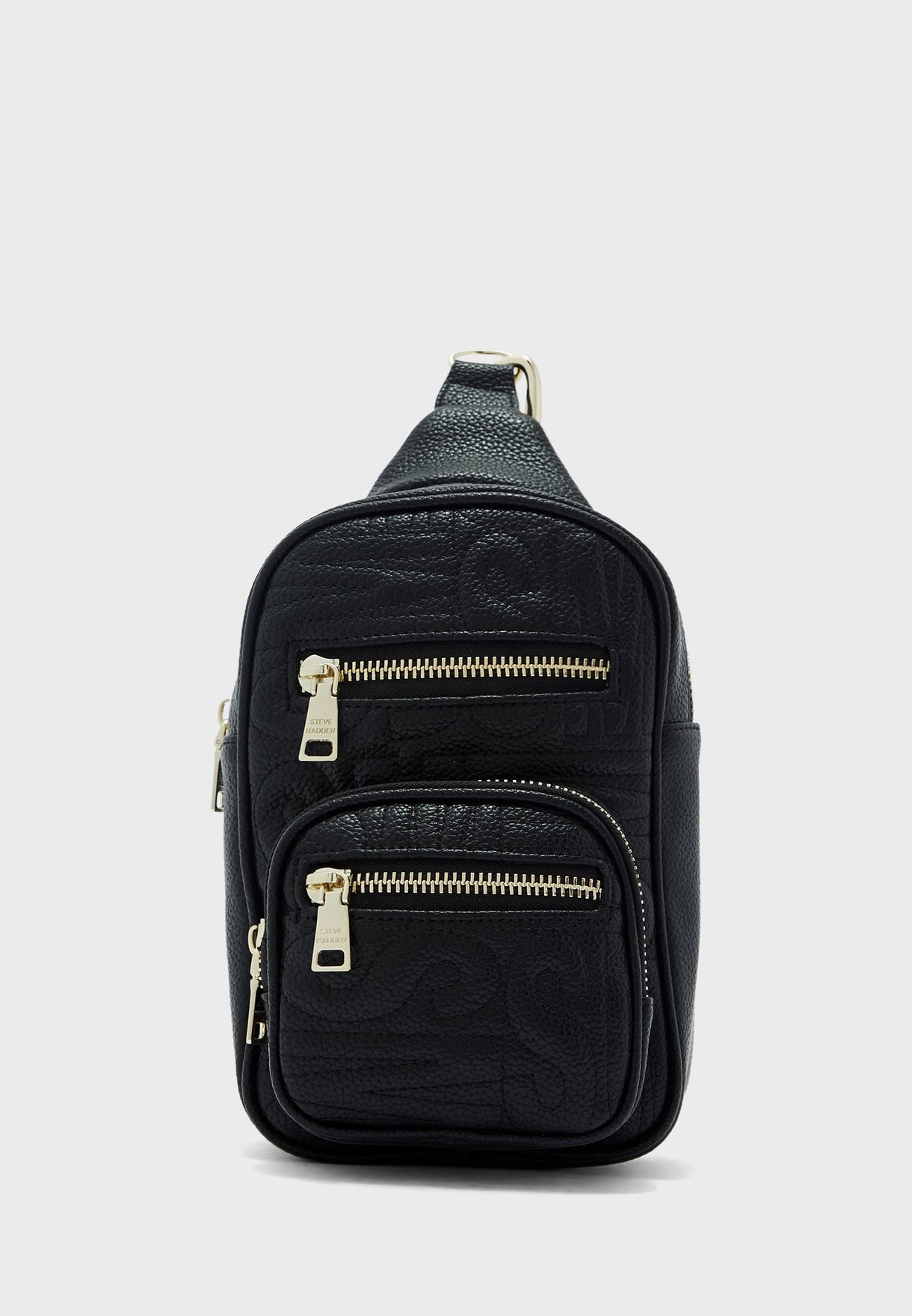 steve madden black leather backpack