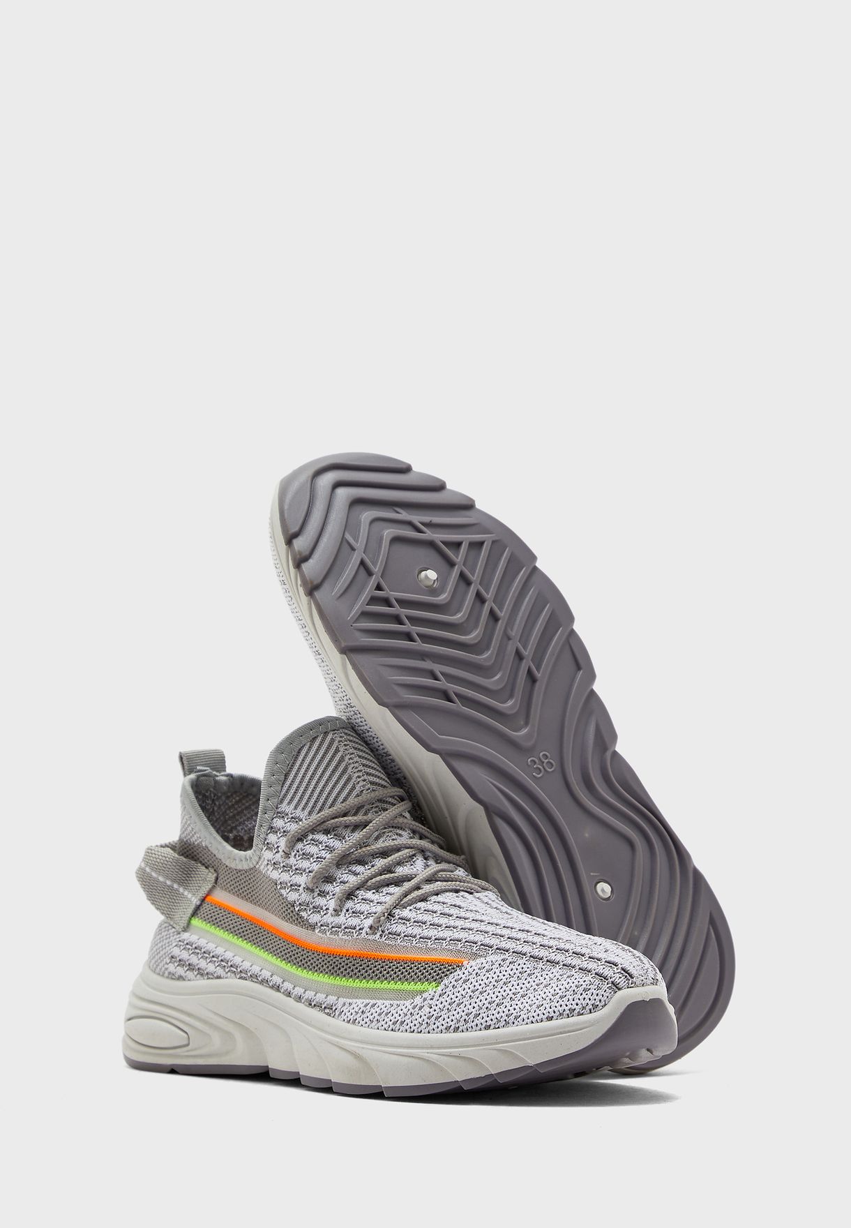 Rainbow Stripe Knit Lace Up Sneakers 