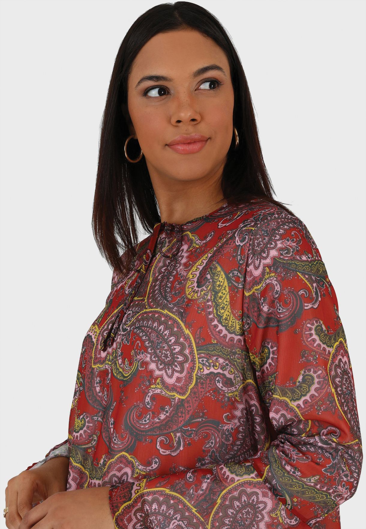 Buy Alia By Modanisa prints Tie-up Neck Tiered Dress for Women in MENA ...
