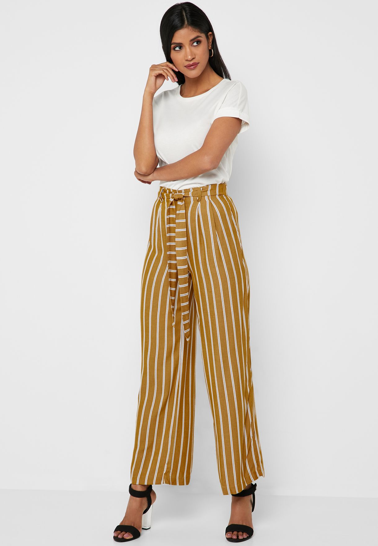 yellow white striped pants